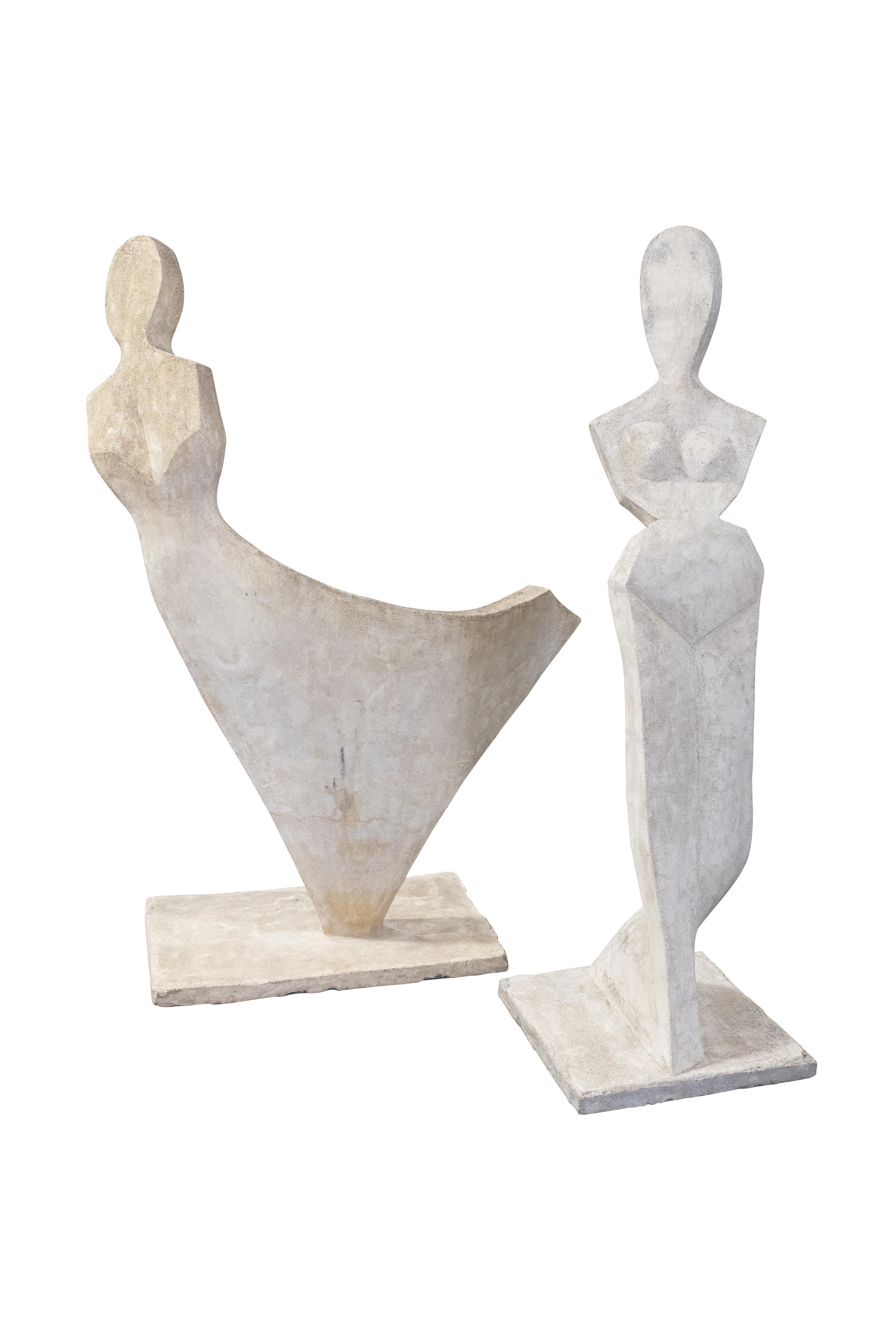 Pair of French Cast Stone Statues en venta 1
