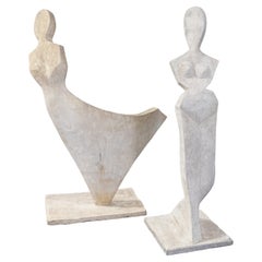 Pair of French Cast Stone Statues