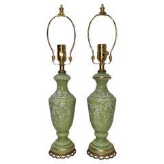 Coppia di lampade francesi in vetro celadon