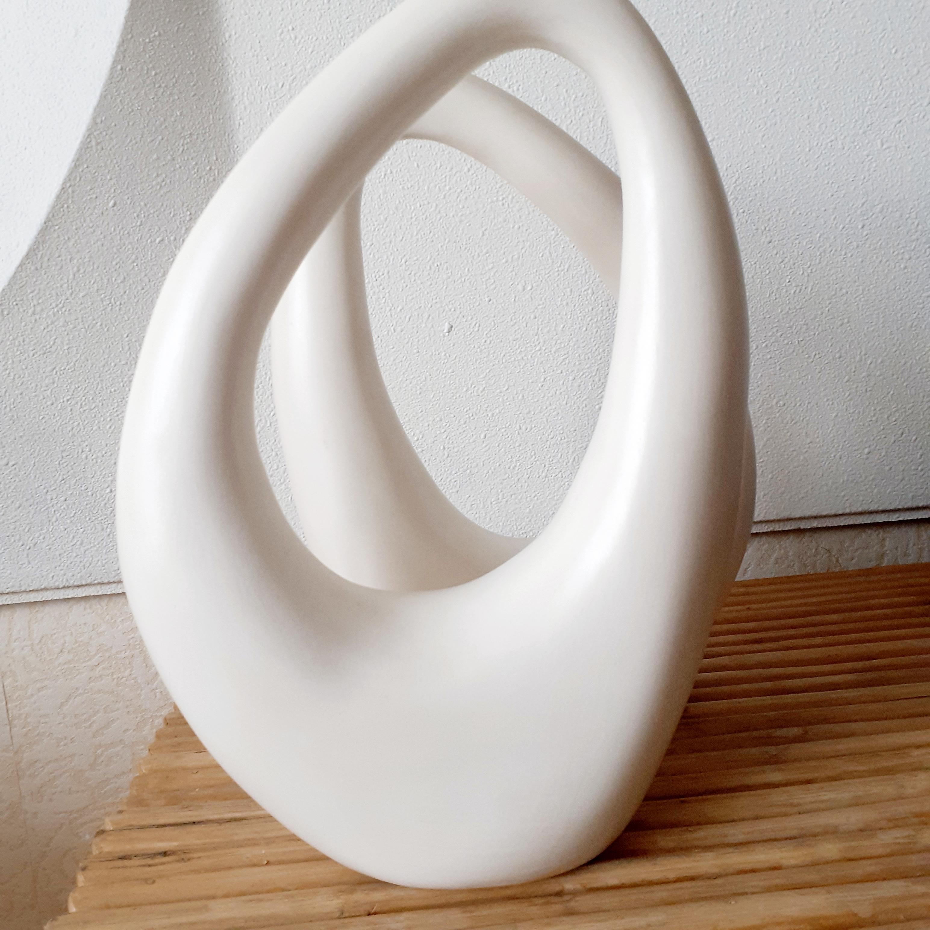 Contemporary Pair of French Ceramic Hand-Built Lamps with Shade