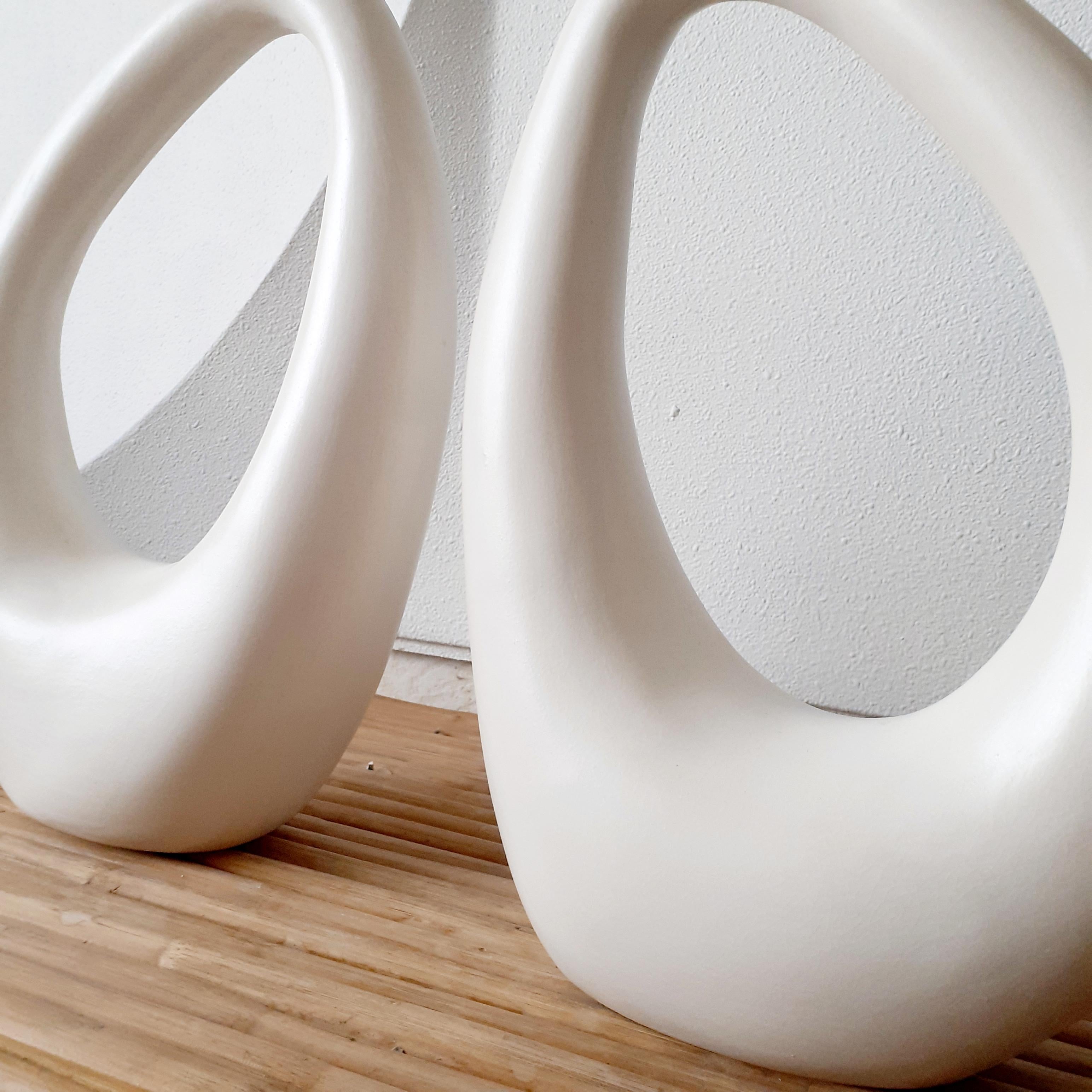 Pair of French Ceramic Hand-Built Lamps with Shade 1