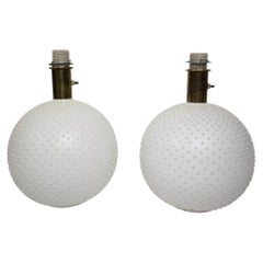 Pair of French Ceramic Hobnail Surface Table Lamps