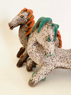 Paar französische Keramikpferde, Colette Gueden für das Atelier Primavera zugeschrieben