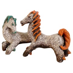 Paire de chevaux en céramique attribuée à Colette Gueden pour l'Atelier Primavera