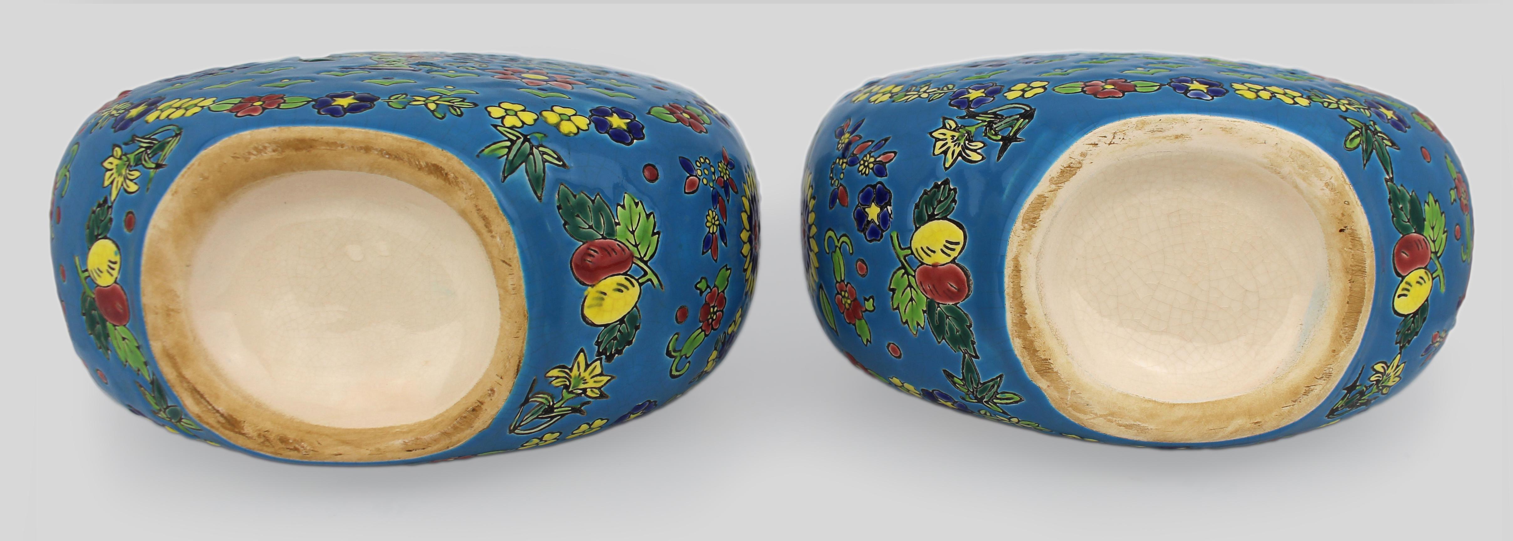Pair of French Ceramic Moonflask Vases c.1910 For Sale 6