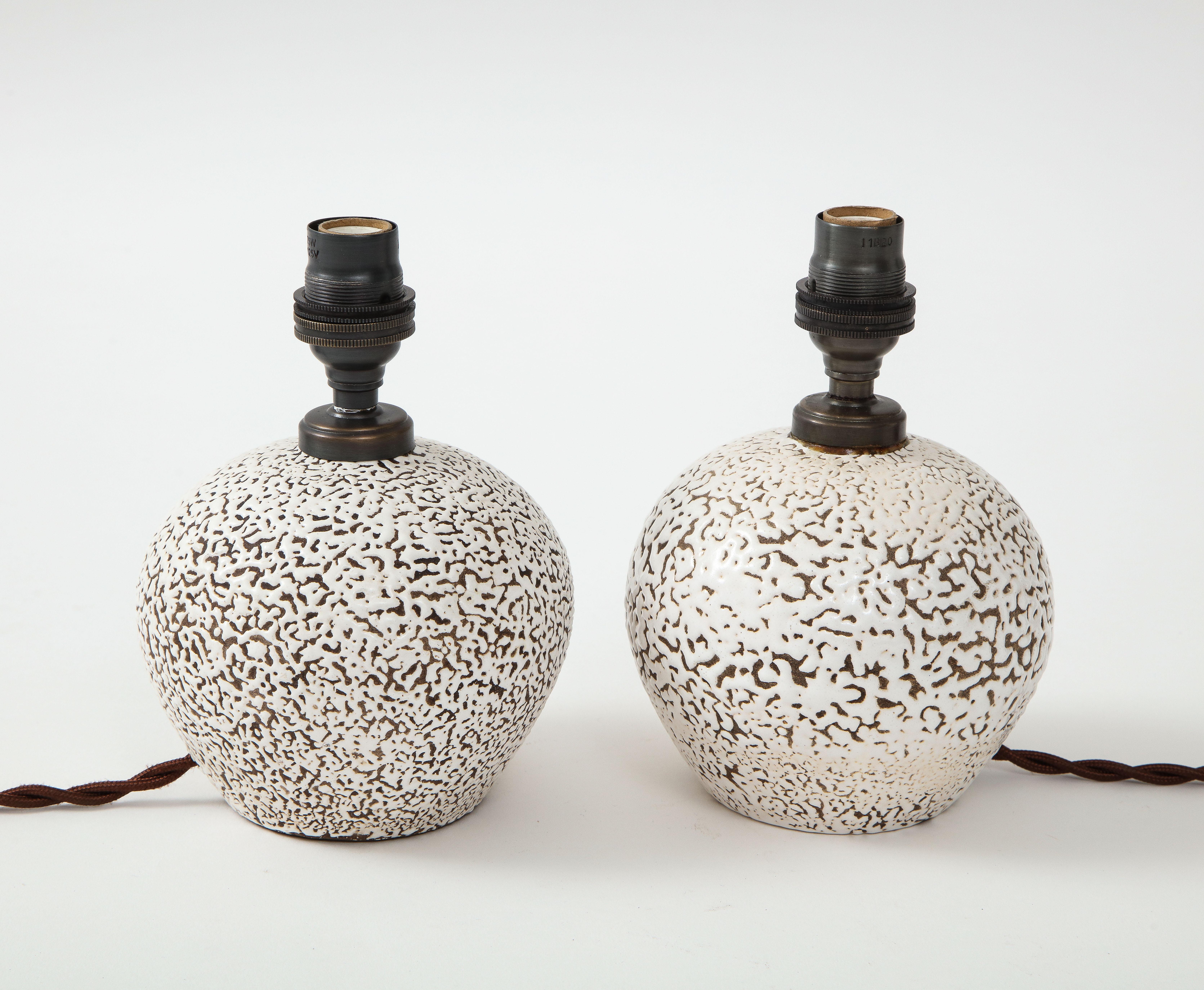 Pair of French Ceramic Table Lamps in the Style of Jean Besnard, c. 1926 1