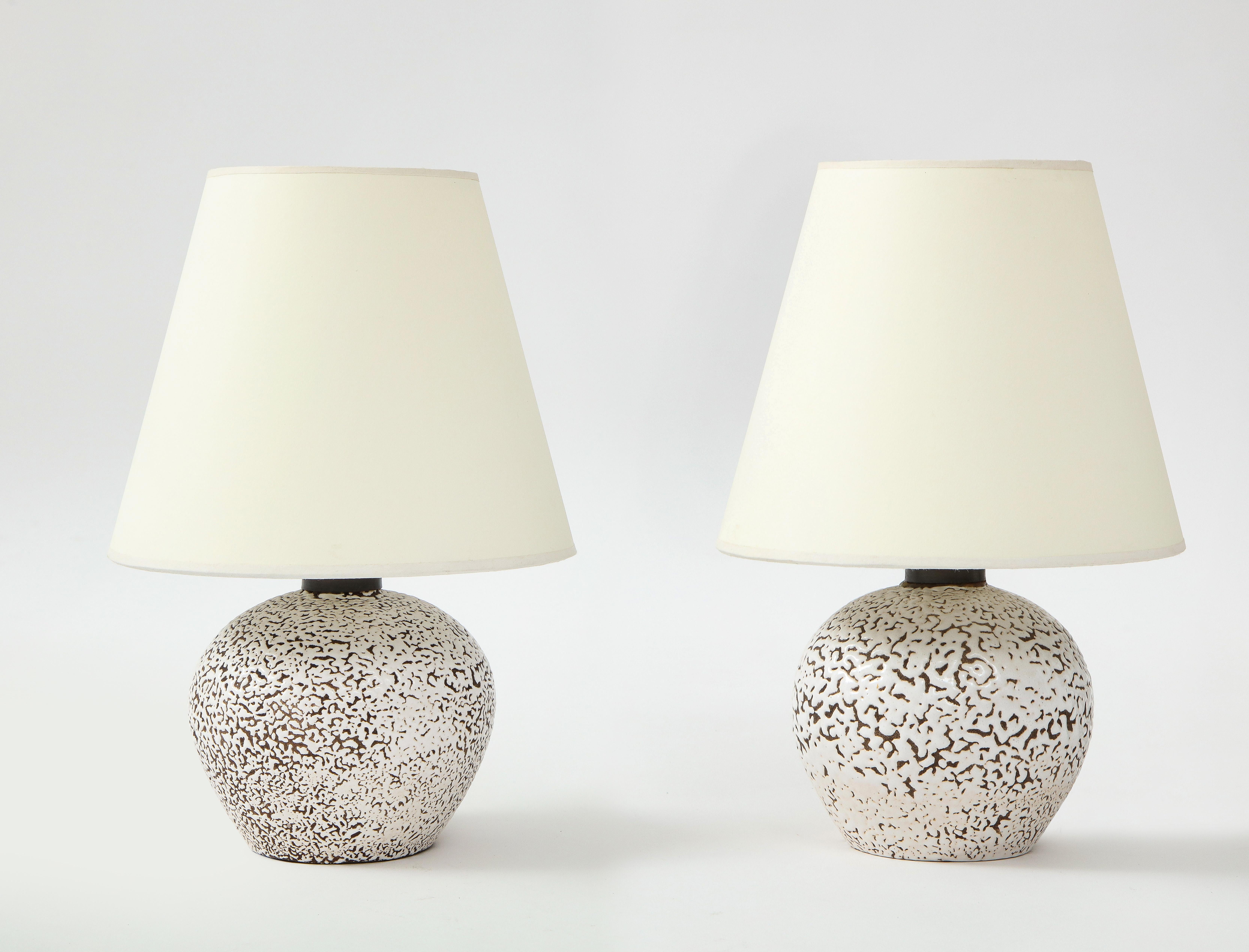 Pair of French Ceramic Table Lamps in the Style of Jean Besnard, c. 1926 2