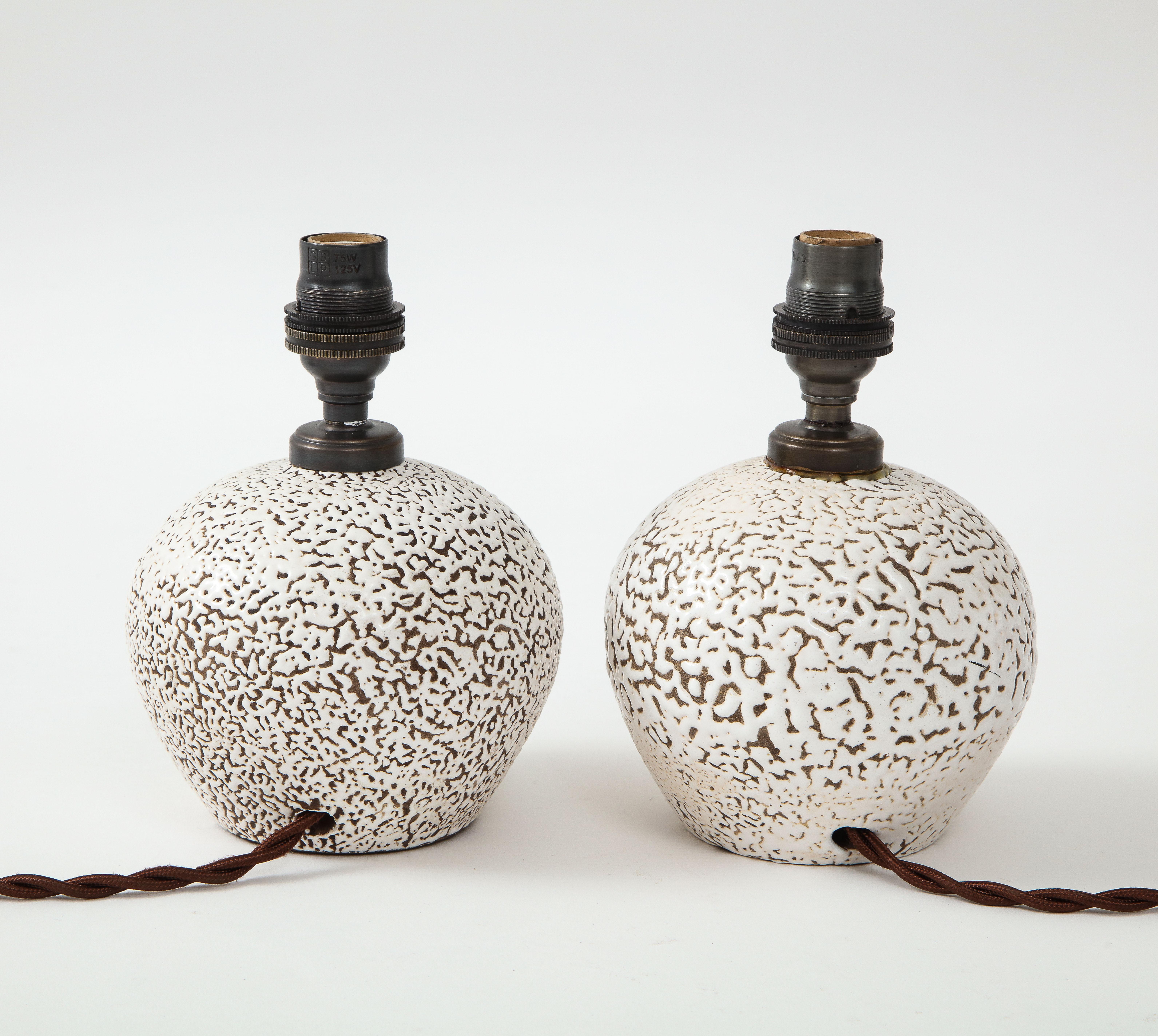 Pair of French Ceramic Table Lamps in the Style of Jean Besnard, c. 1926 3