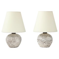 Antique Pair of French Ceramic Table Lamps in the Style of Jean Besnard, c. 1926