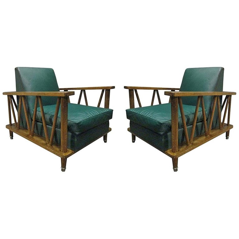 Pair of French cerused-oak lounge chairs, 1950s, offered by Flavor