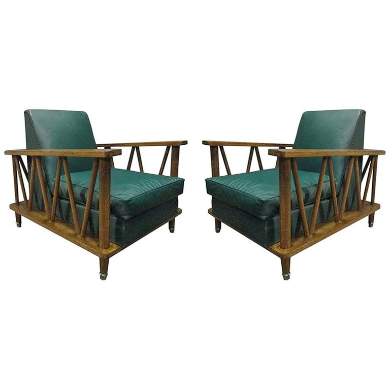 Pair of French cerused-oak lounge chairs, 1950s, offered by Flavor