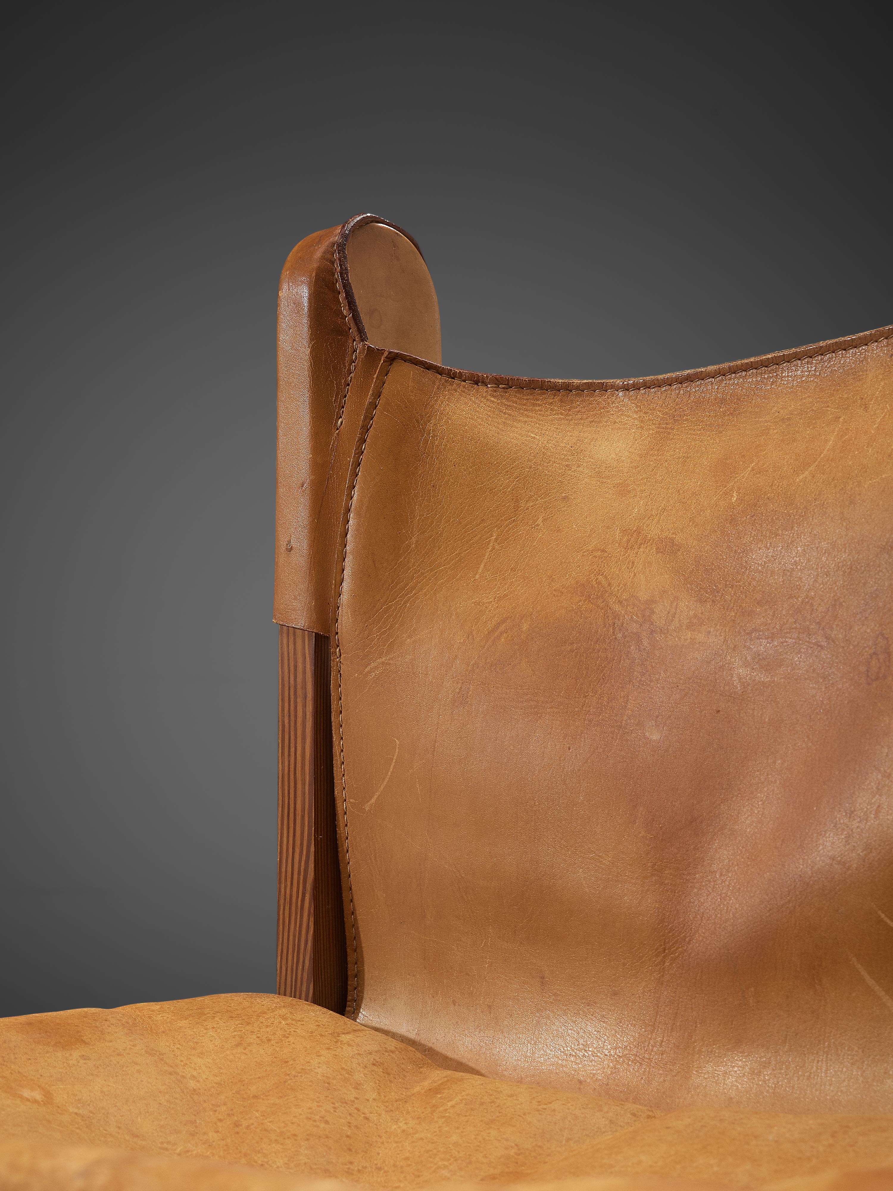 Pair of French Chairs in Cognac Leather 2