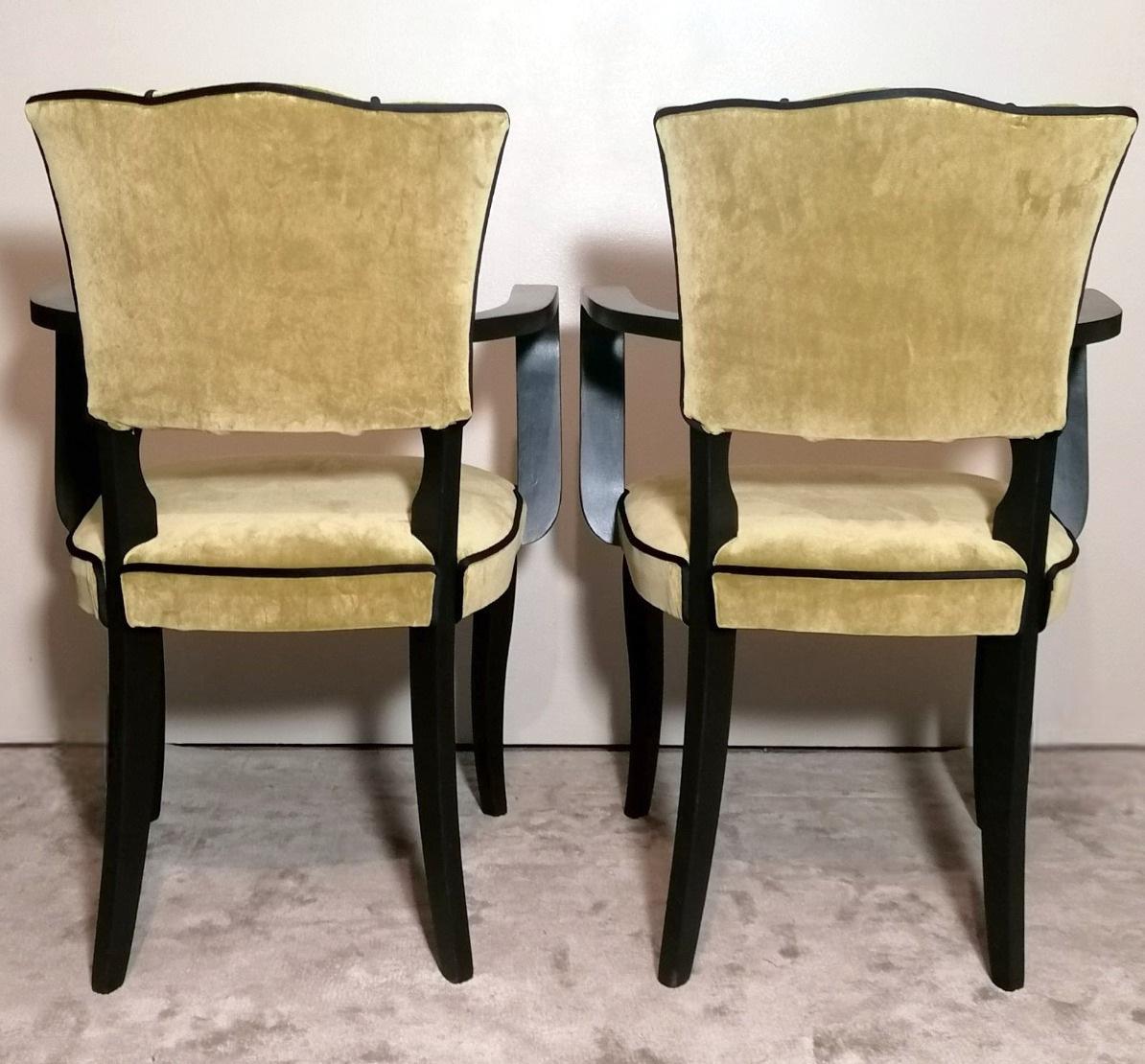Velvet Pair Of French Chairs Model 