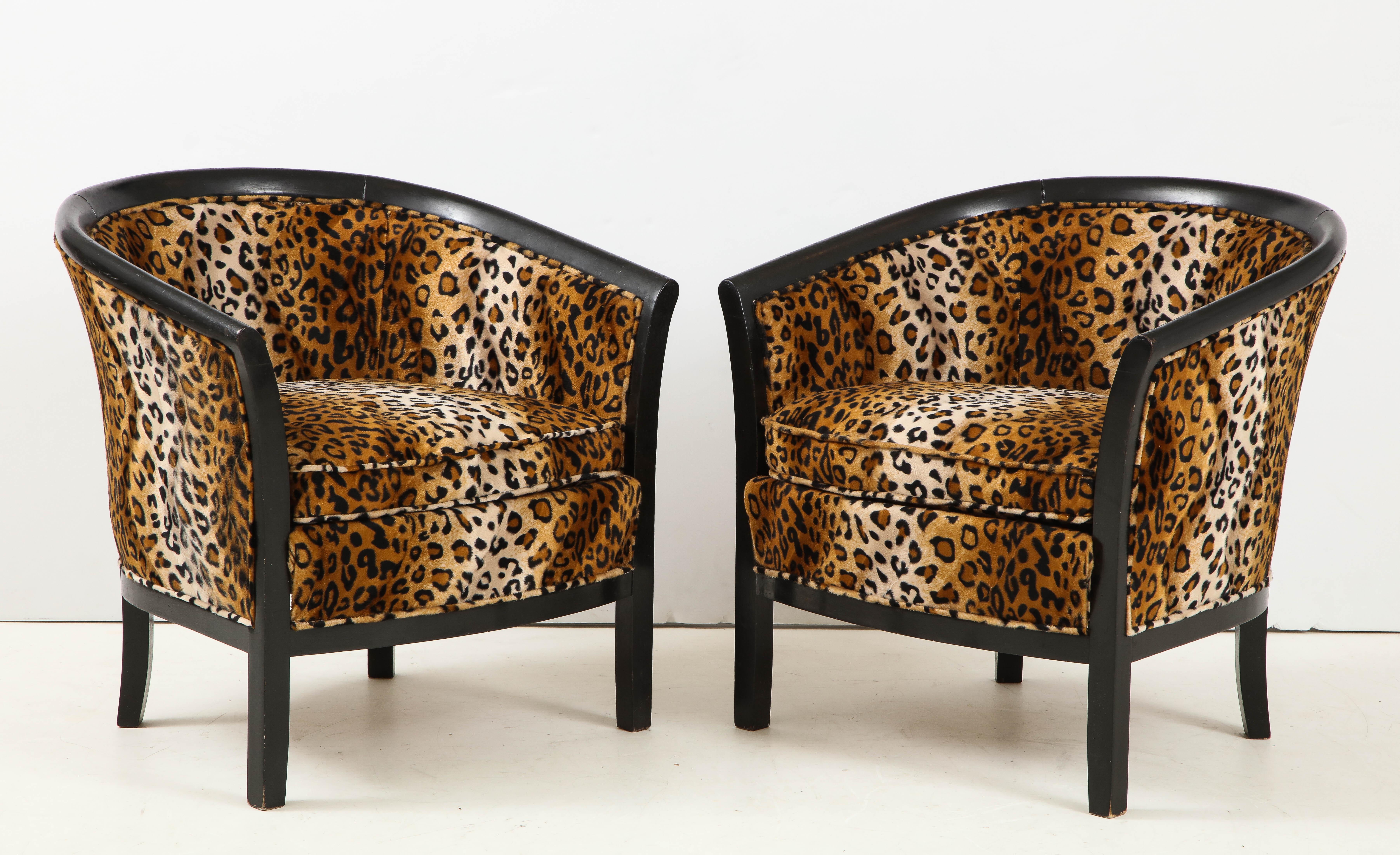 Pair of French Chairs with Leopard Fabric In Good Condition In New York, NY