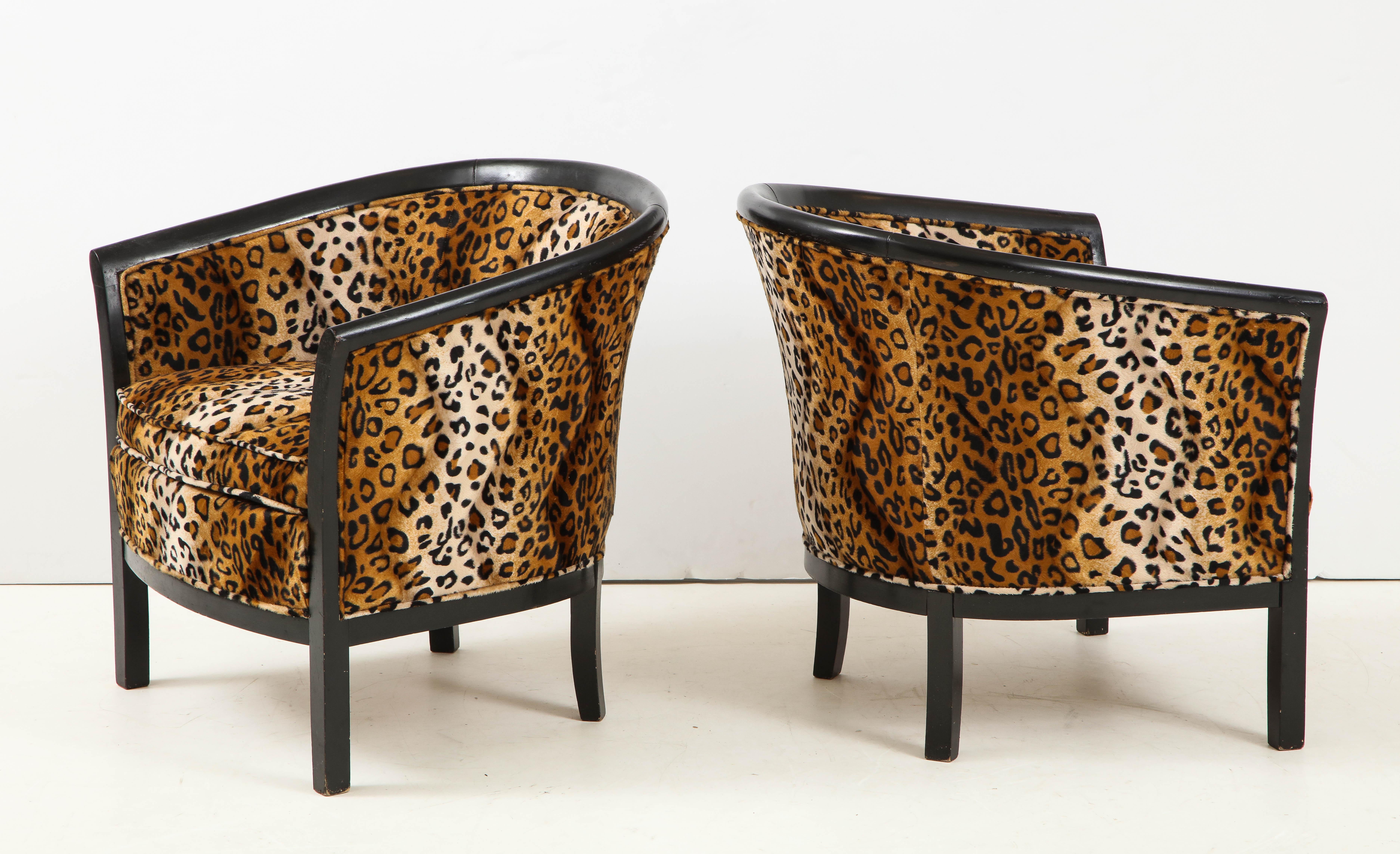 Pair of French Chairs with Leopard Fabric 1
