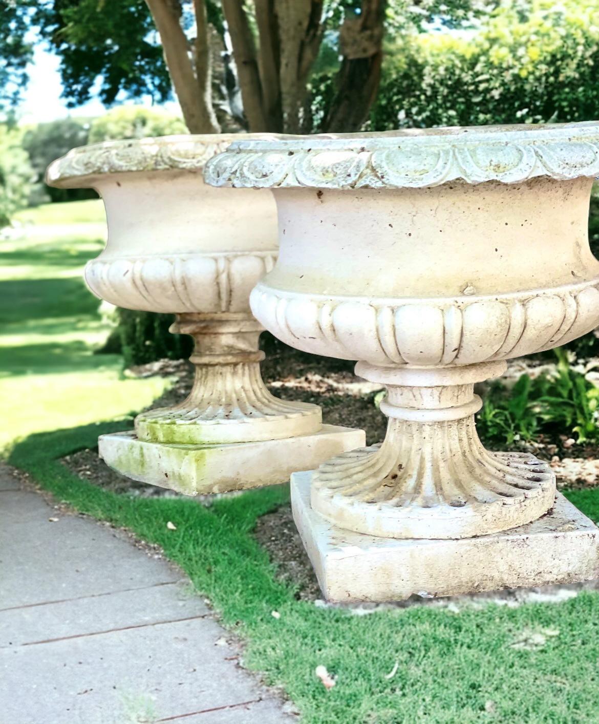 Antique Pair of Large French Garden Urns 