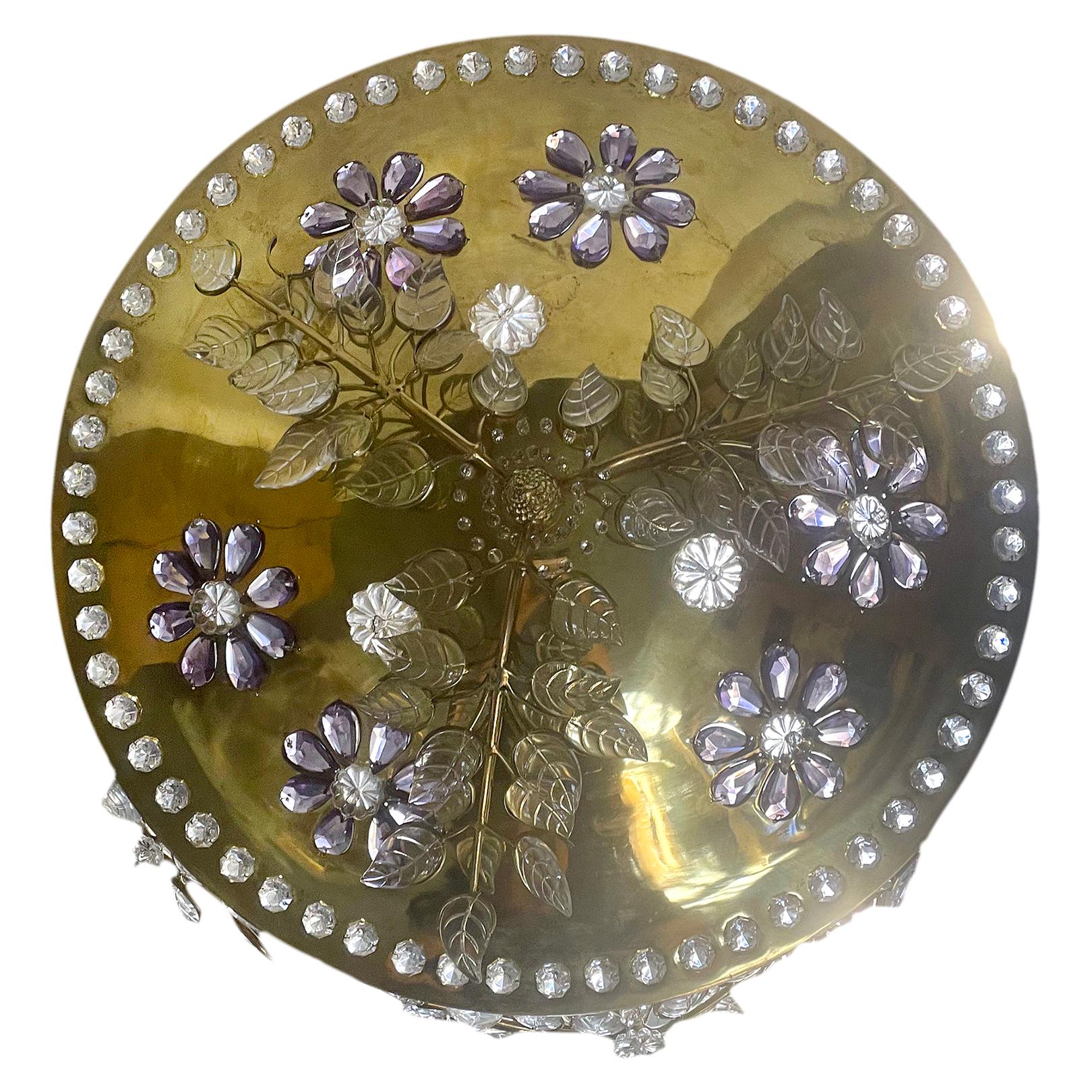 Métal Paire de lustres français avec fleurs d'améthyste en vente