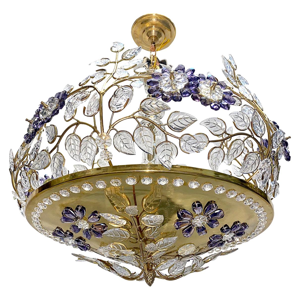 Pair of French Chandeliers with Amethyst Flowers