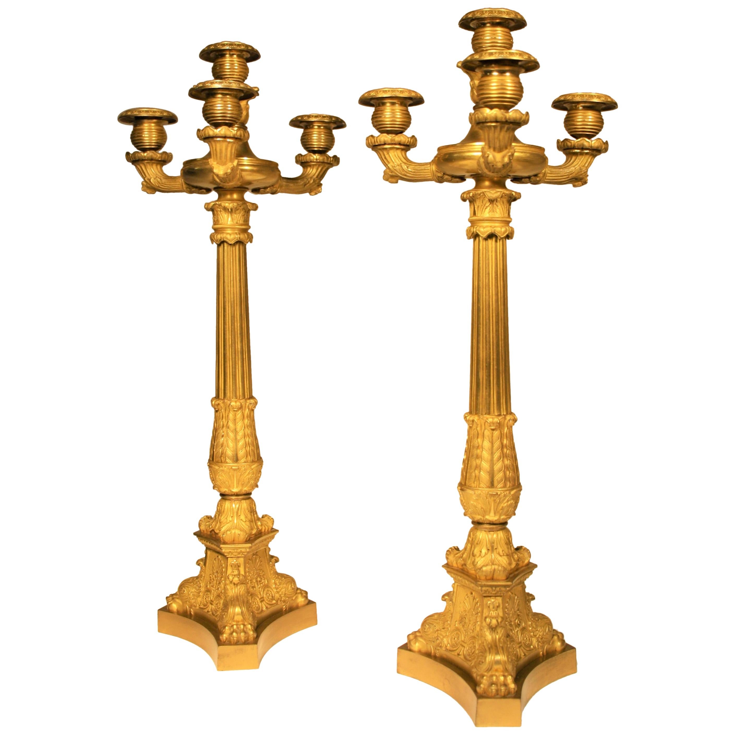 Pair of French Charles X Gilt Bronze Candelabra, Early 19th Century at ...