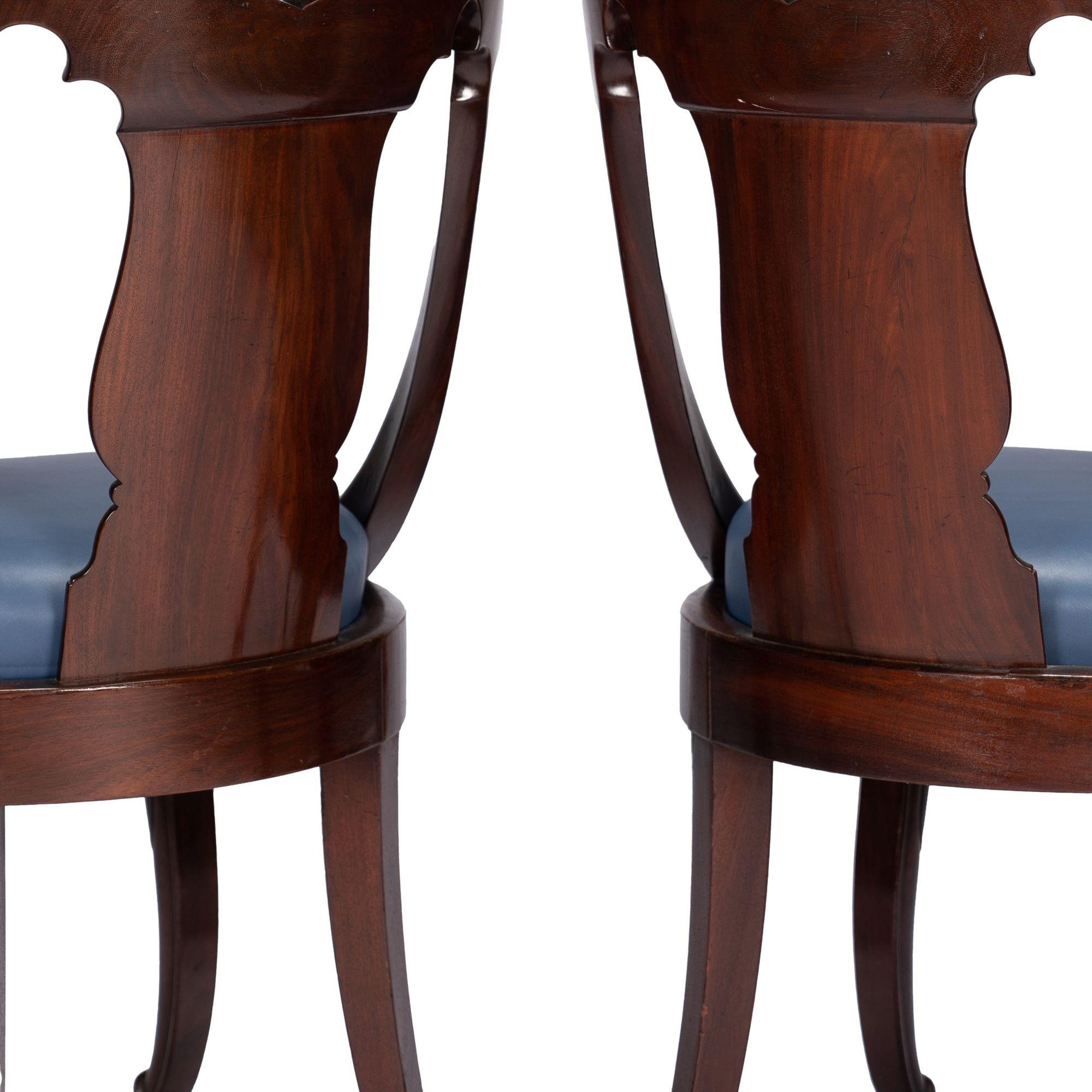 Leather Pair of French Charles X gondola chairs, 1800-20