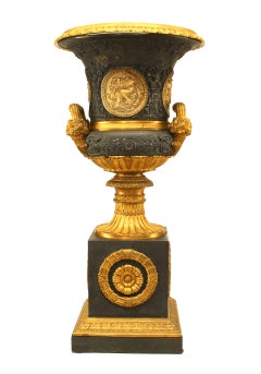 Pair of French Charles X Ormolu and Bronze Campagna Urns