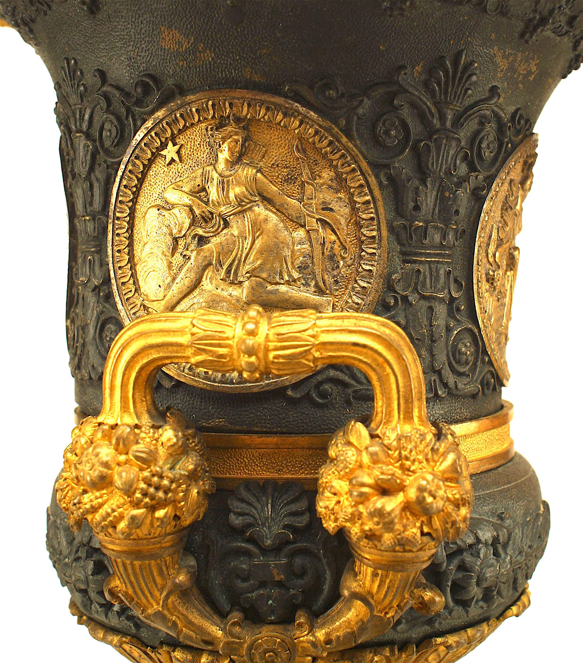 Pair of French Charles X Ormolu and Bronze Campagna Urns In Good Condition For Sale In New York, NY
