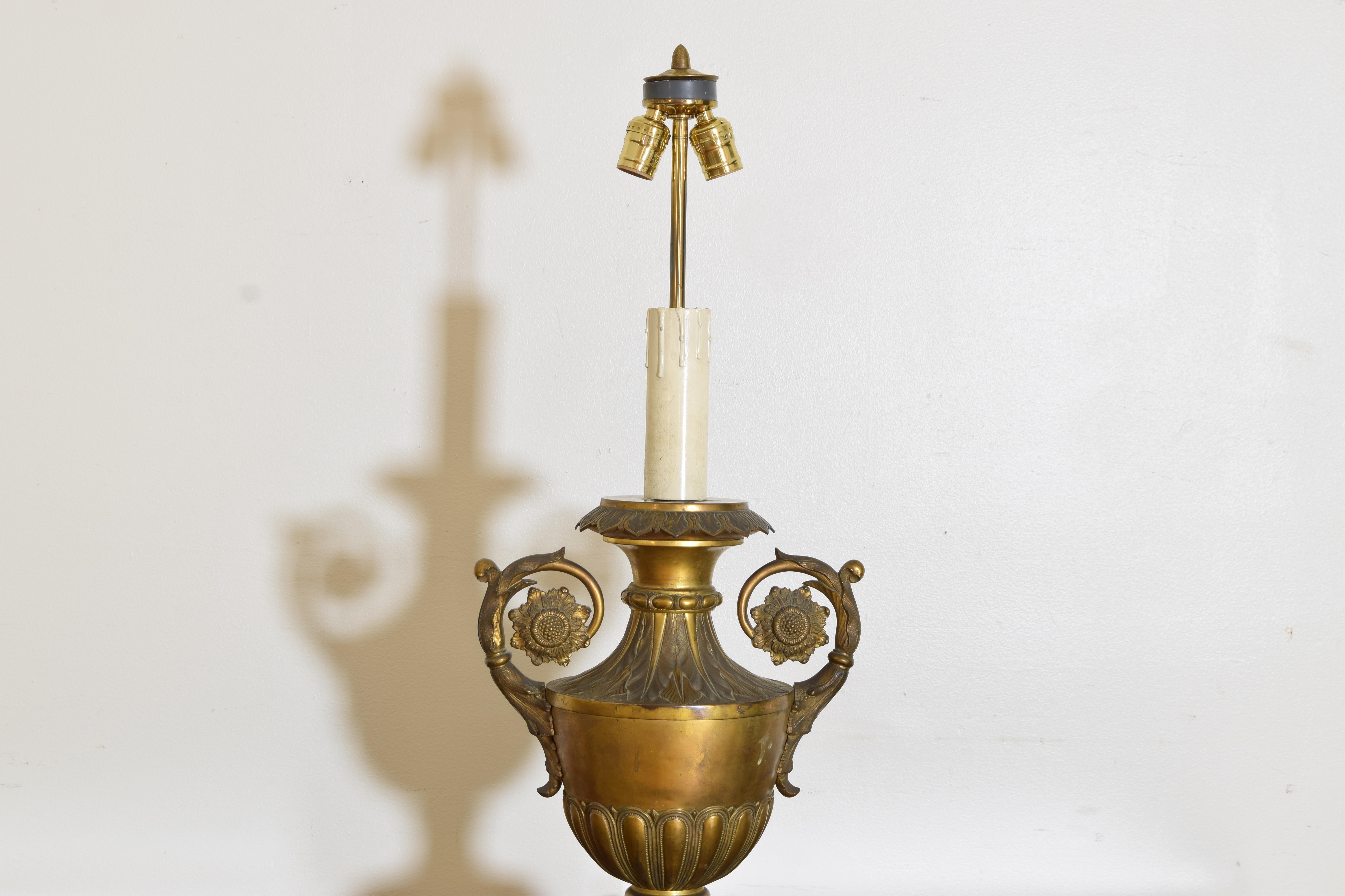 Gilt Pair of French Charles X Period Gilded Bronze Table Lamps, ca. 1825 For Sale