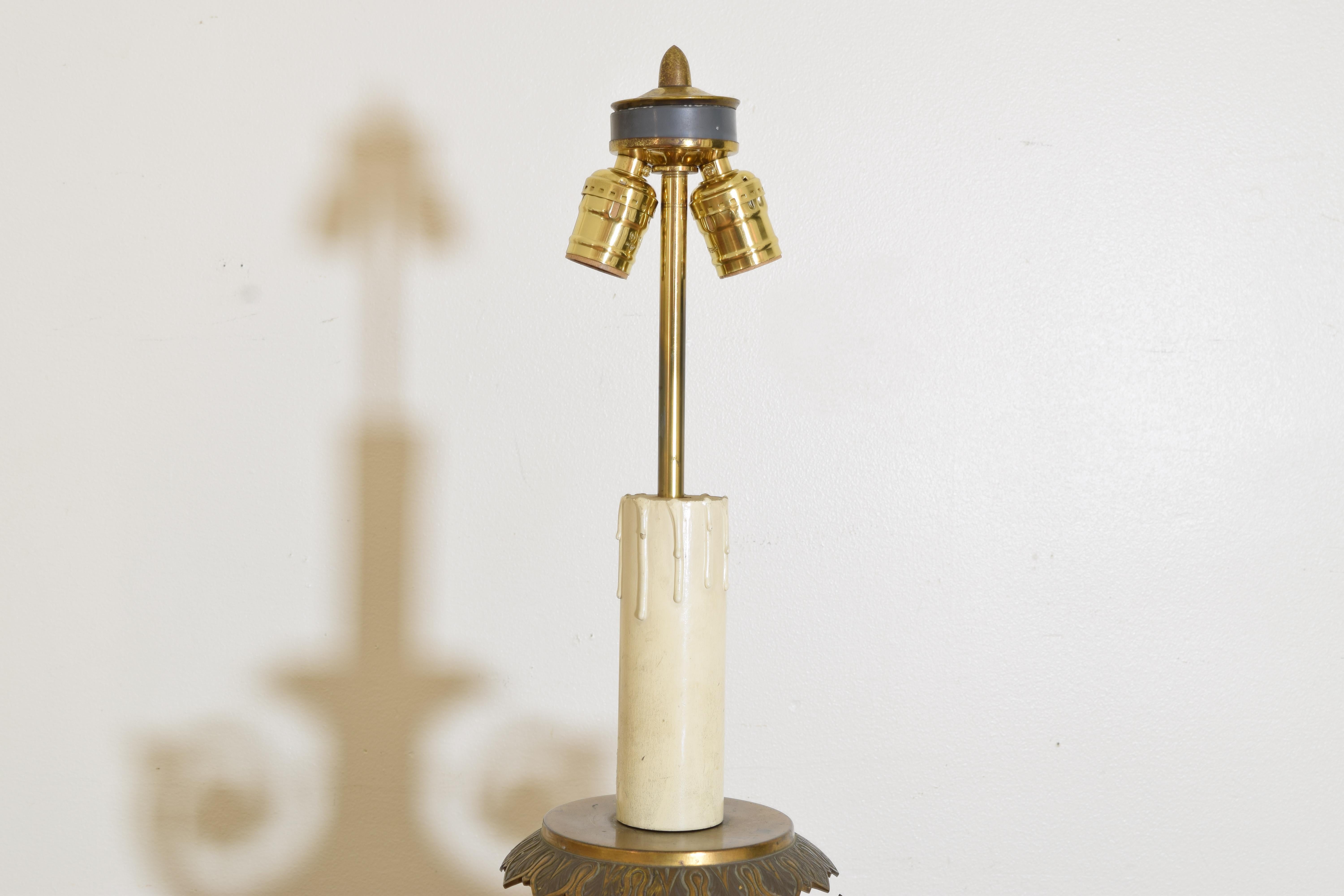 Pair of French Charles X Period Gilded Bronze Table Lamps, ca. 1825 In Good Condition For Sale In Atlanta, GA