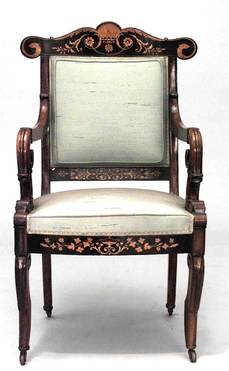 Français Paire de fauteuils français en bois de rose Charles X en vente