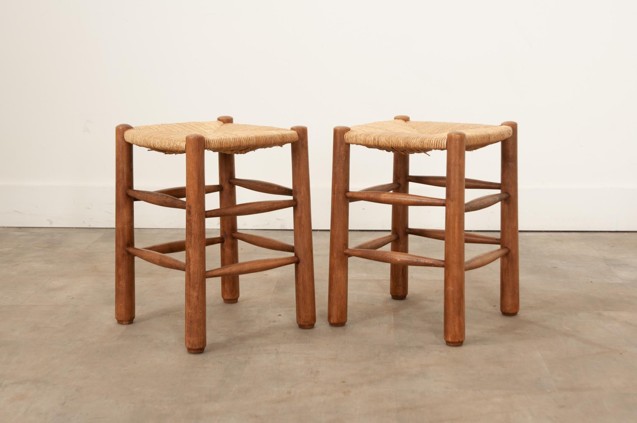 20th Century Pair of French Charlotte Perriand Style Stools