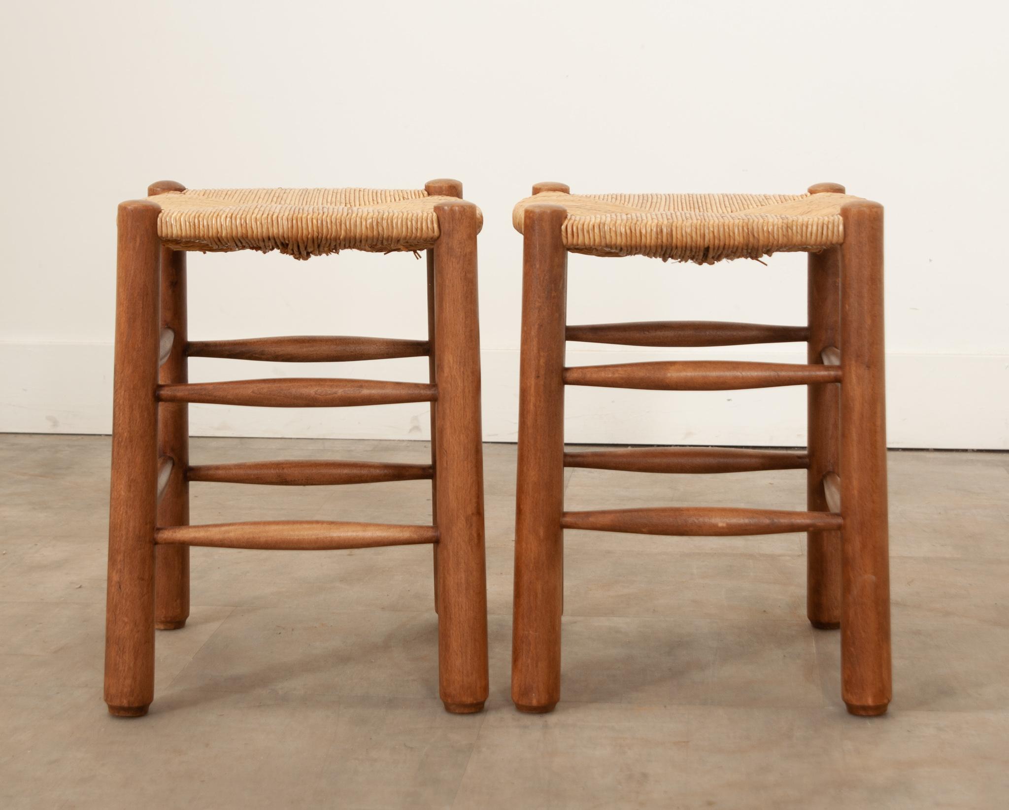 Pair of French Charlotte Perriand Style Stools 1