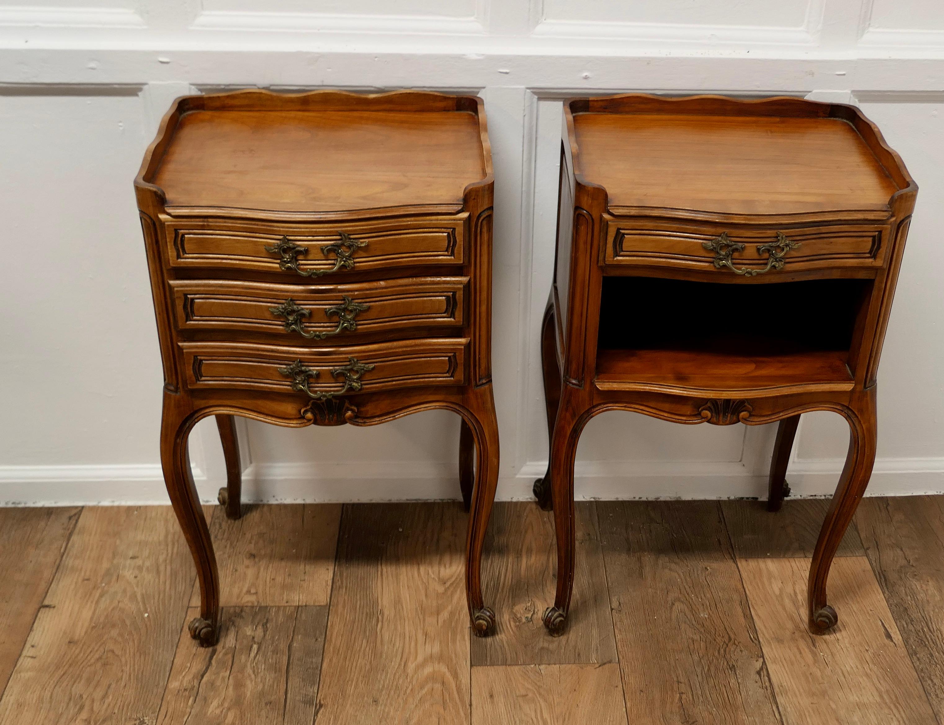 French Provincial Pair of French Cherry Wood Bedside Cabinets or Cupboards For Sale