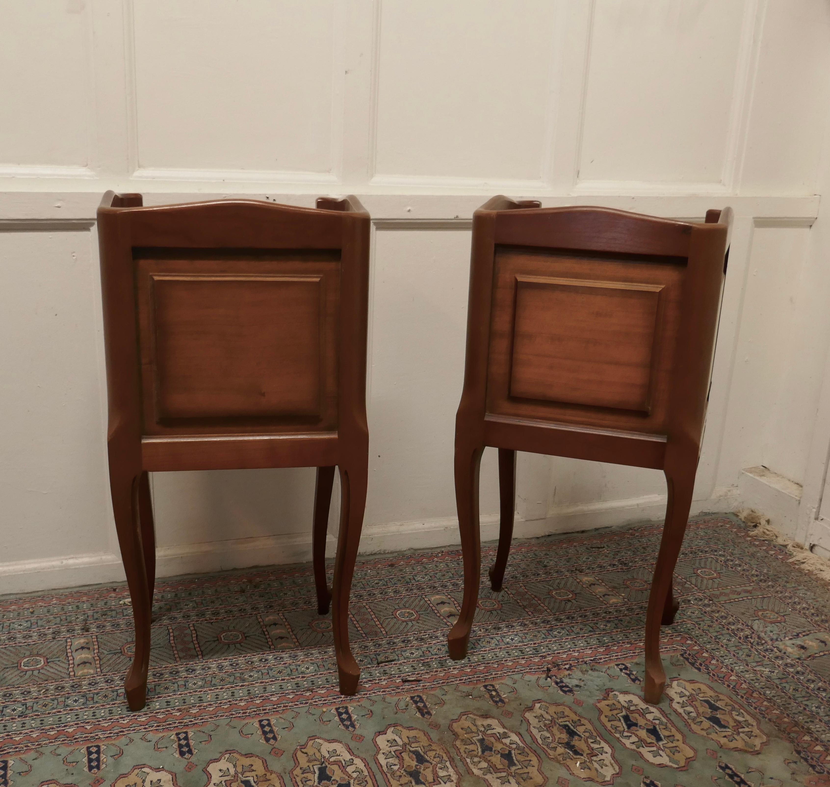 Pair of French Cherry Wood Bedside Cabinets or Cupboards 1