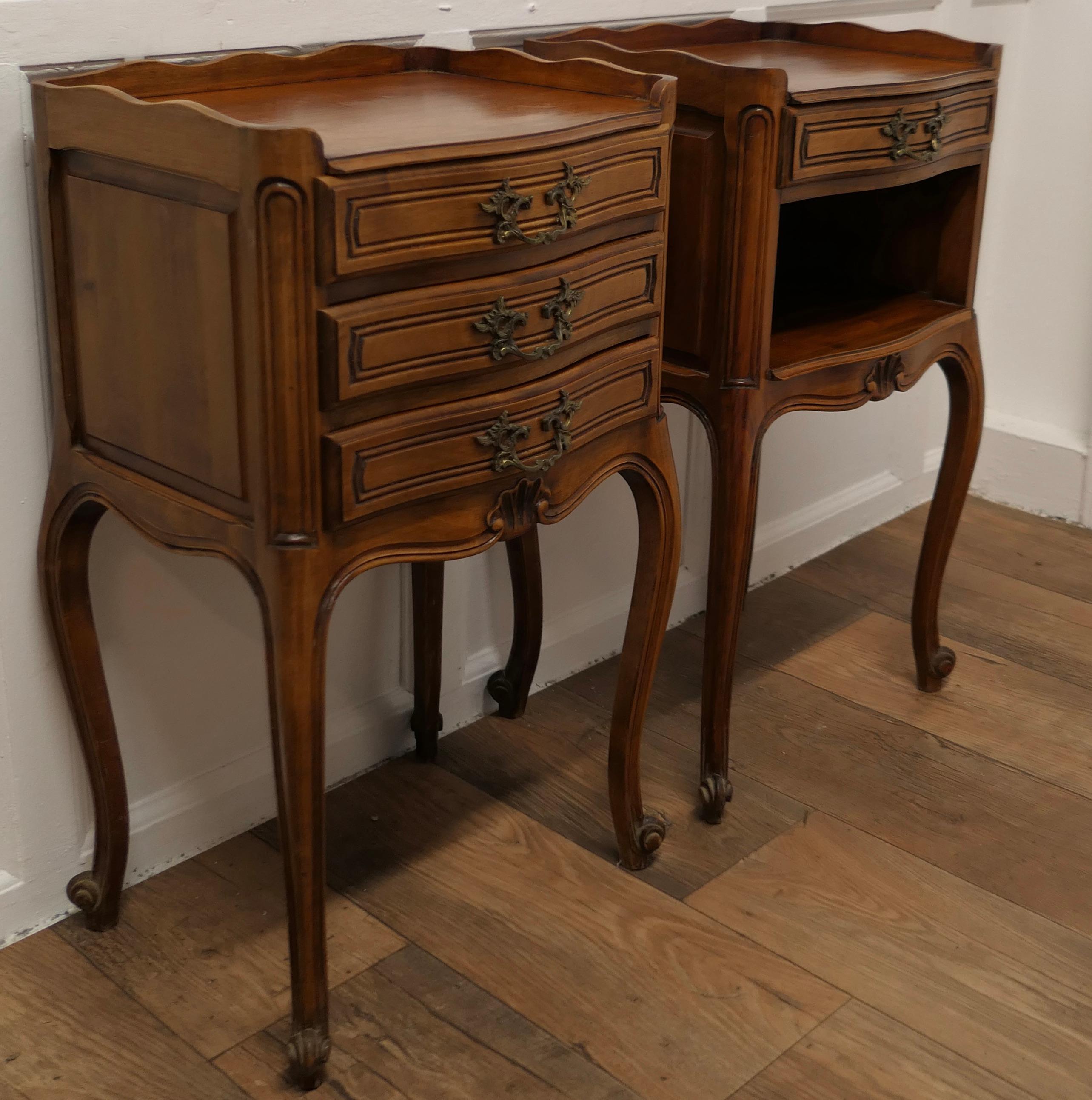Pair of French Cherry Wood Bedside Cabinets or Cupboards For Sale 1