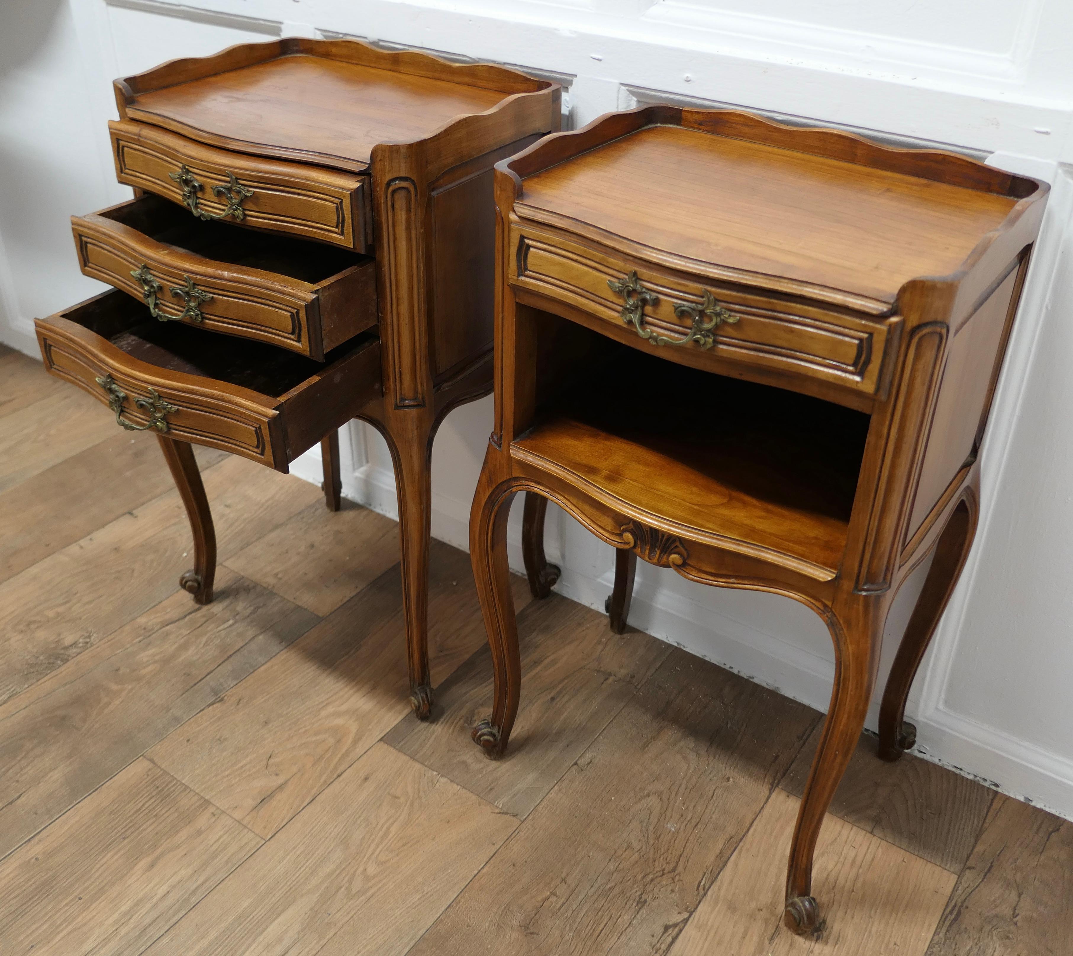 Pair of French Cherry Wood Bedside Cabinets or Cupboards For Sale 4