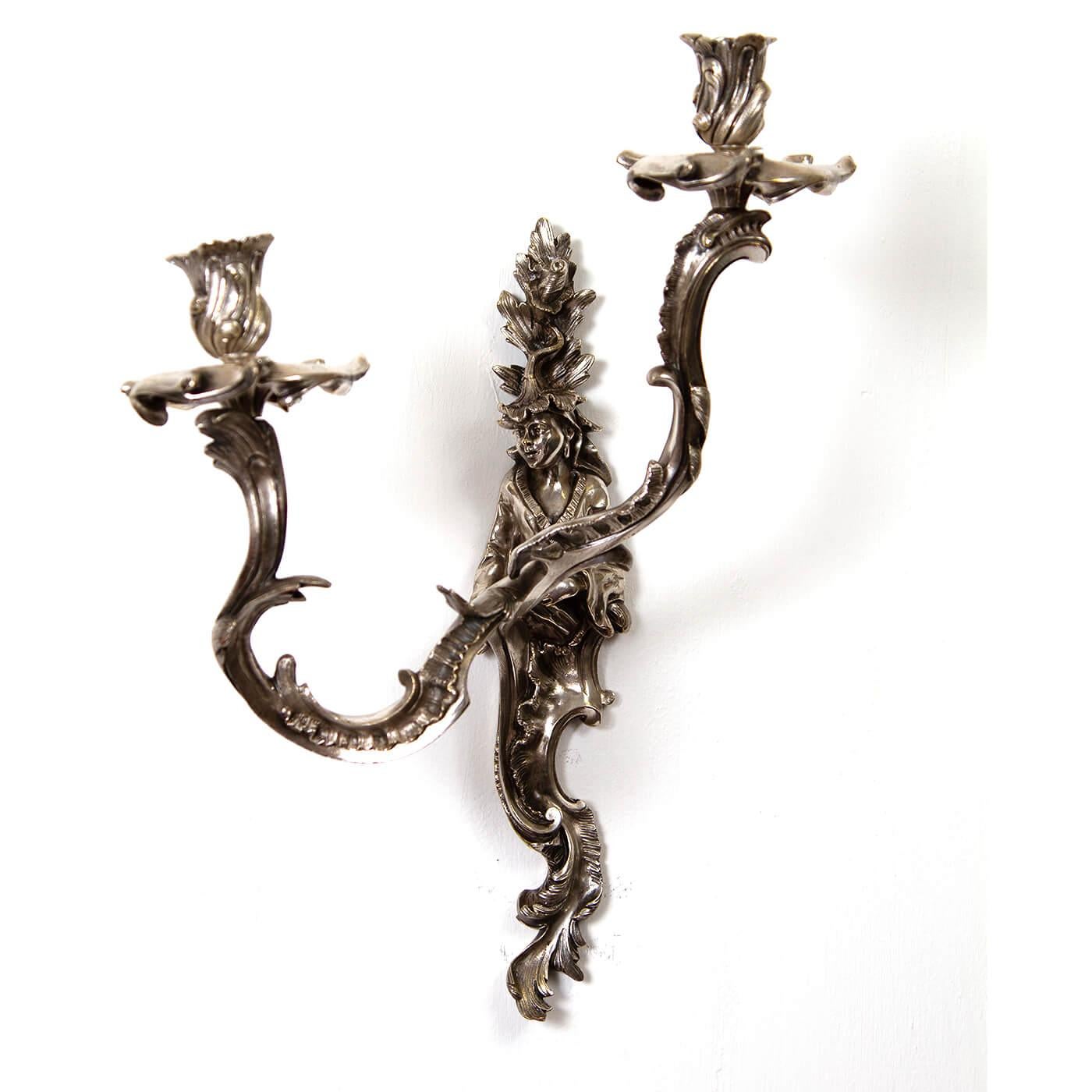 Louis XV Pair of French Chinoiserie Sconces For Sale