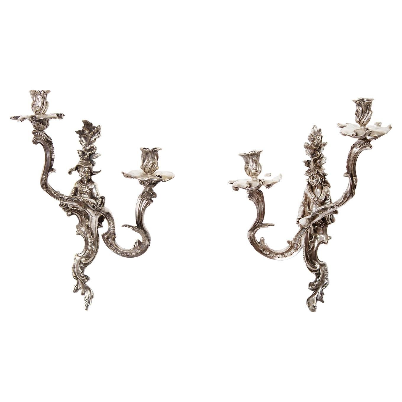 Pair of French Chinoiserie Sconces For Sale