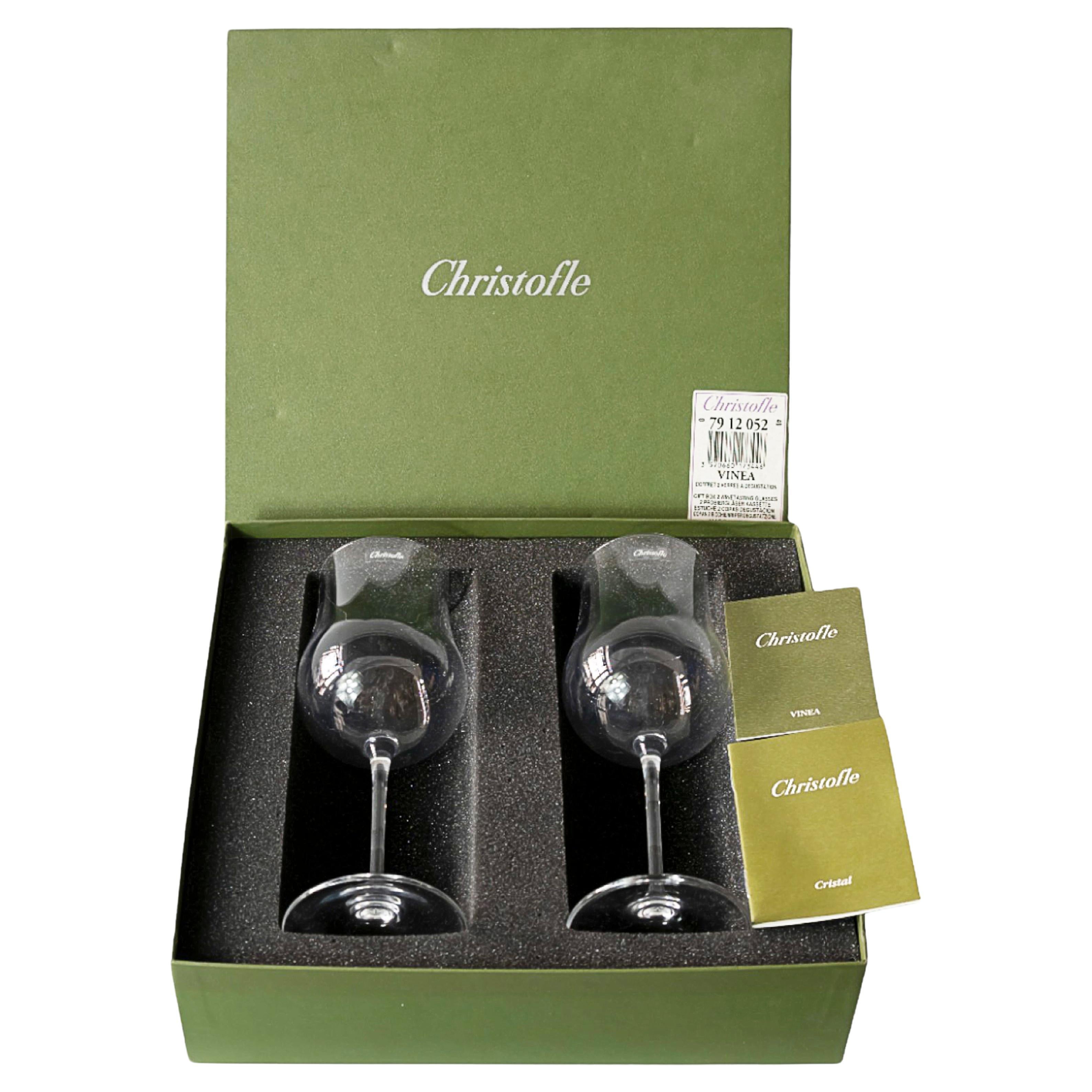 Pair of French Christofle Crystal Degustation /Tasting Beaujolais Wine Glasses