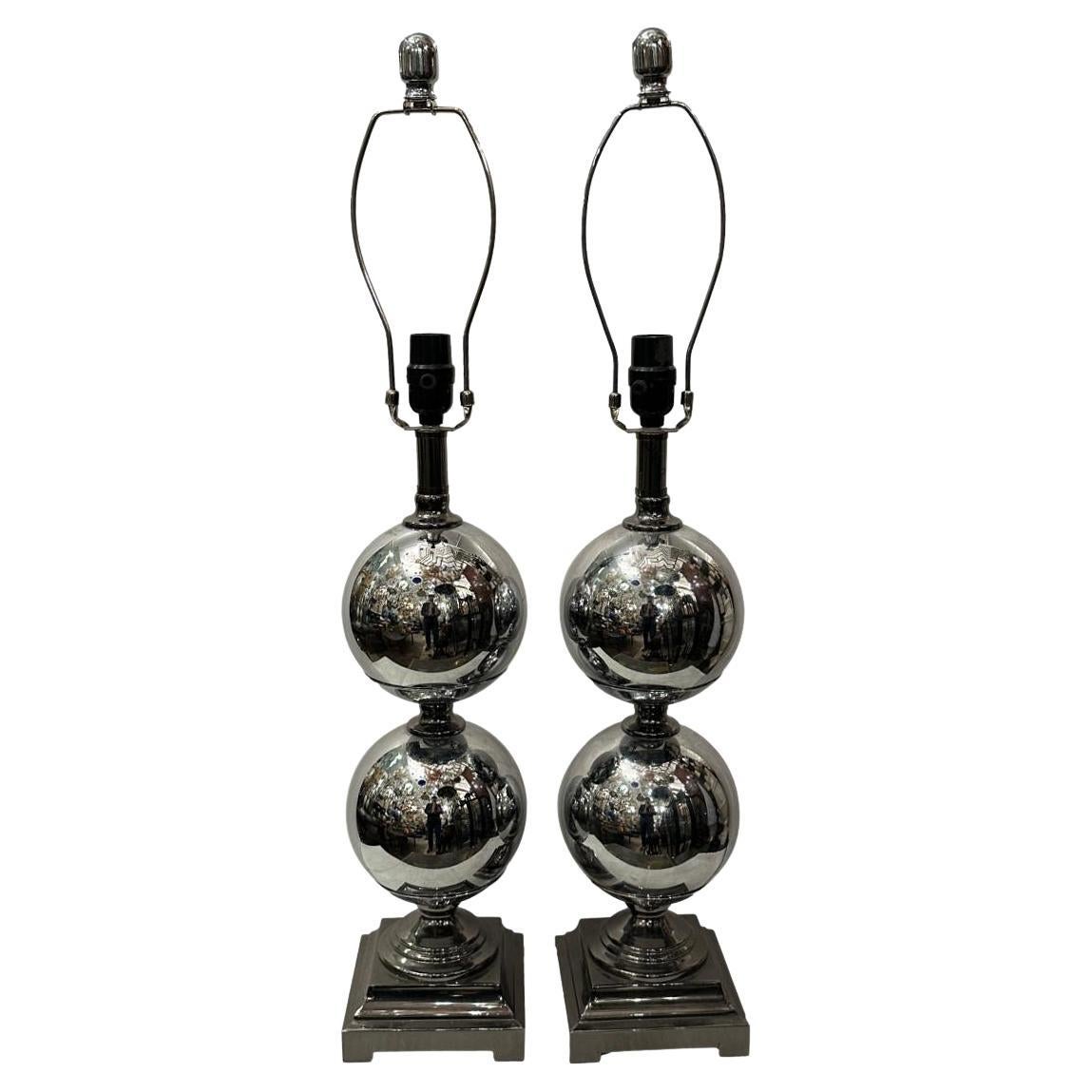 Pair of French Chrome Lamps