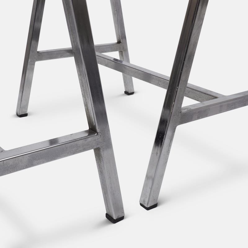 Pair of French Chrome Metal Table Trestles, 1970s 2
