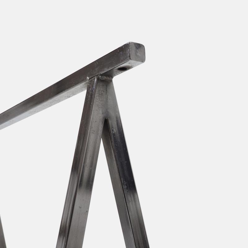Pair of French Chrome Metal Table Trestles, 1970s 3