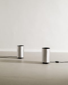 Pair of French Chrome Mid Century Concord Cylinder Floor Lamp Uplights, 1970s