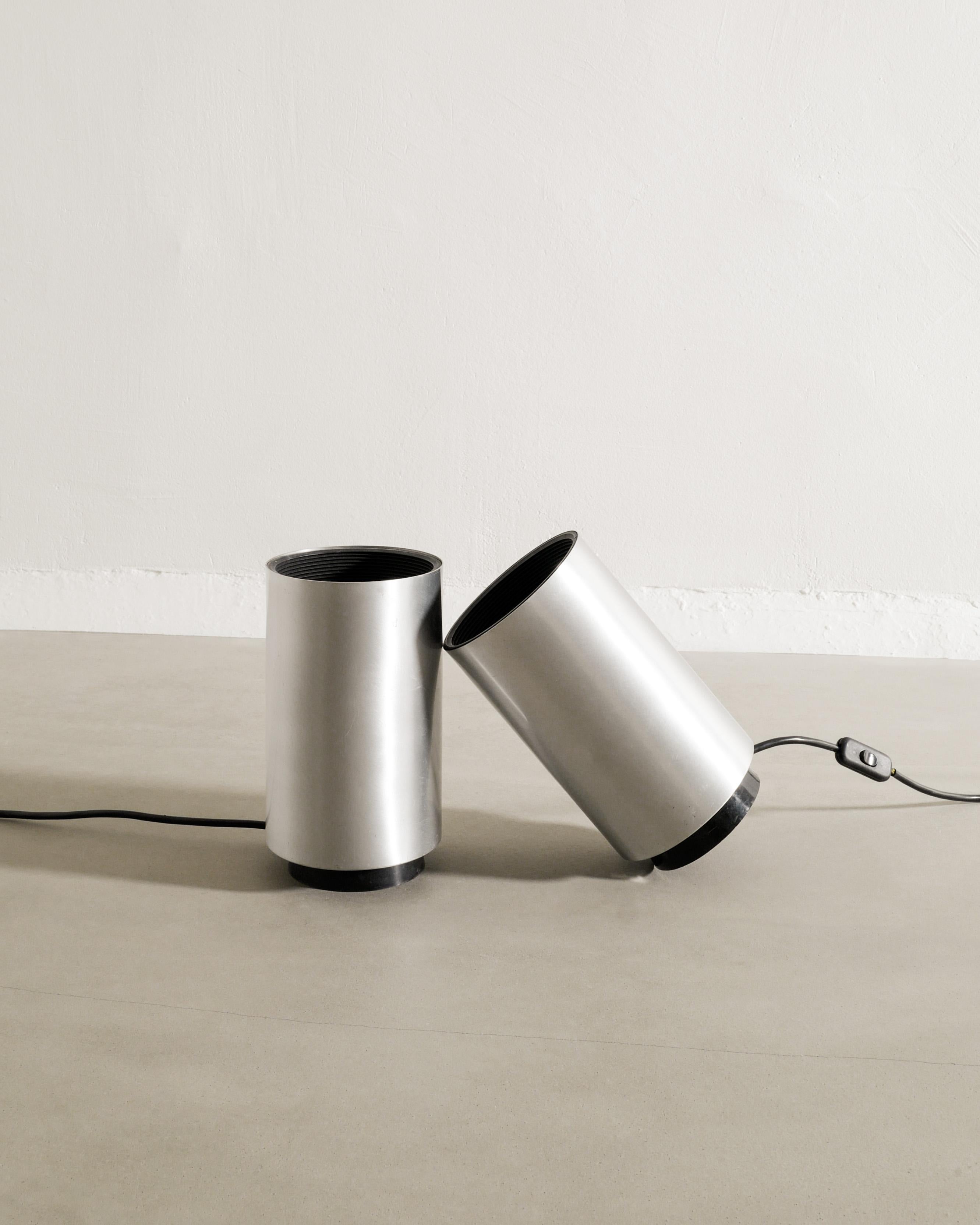 Pair of French Chrome Mid Century Concord Cylinder Floor Lamp Uplights, 1970s In Good Condition In Stockholm, SE