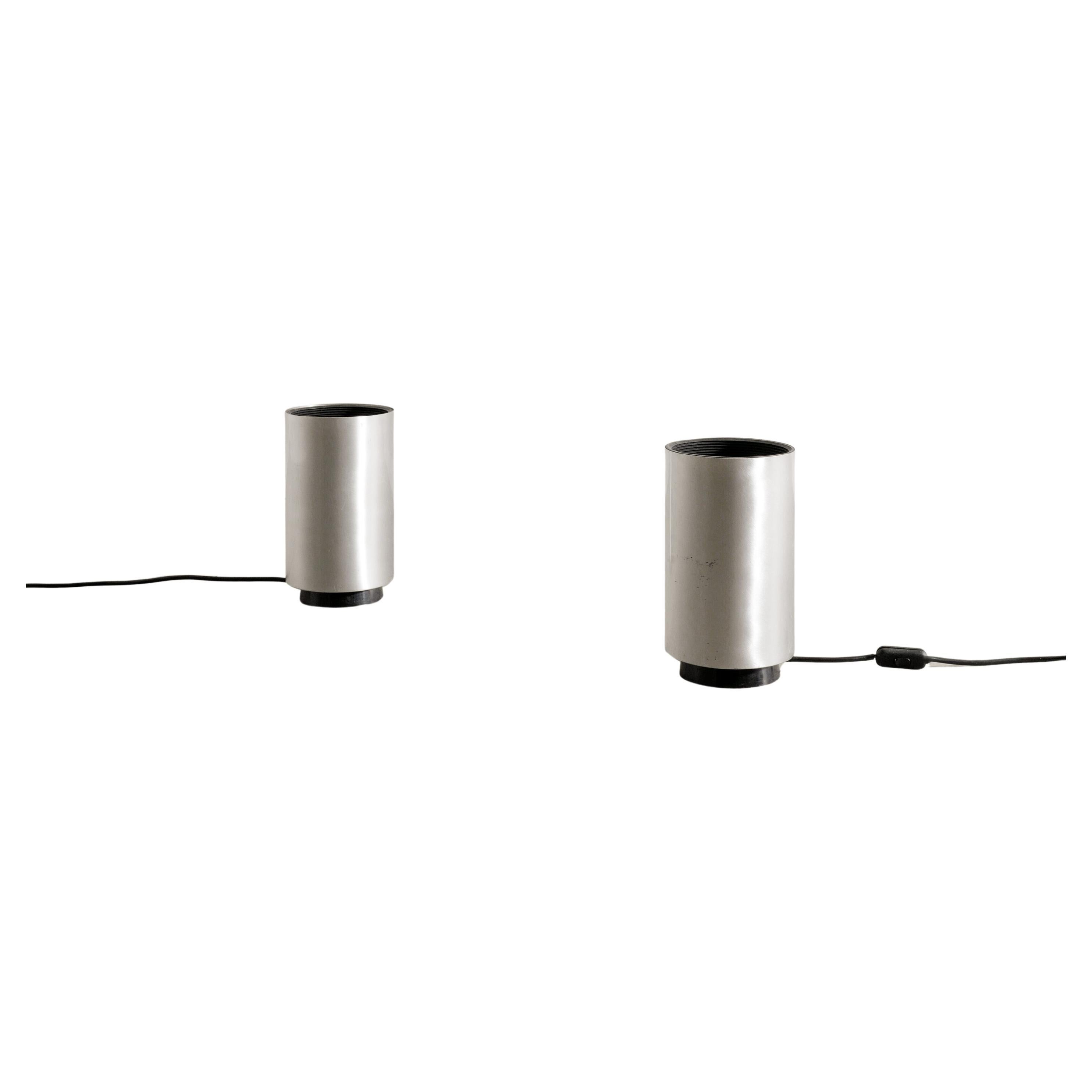Pair of French Chrome Mid Century Concord Cylinder Floor Lamp Uplights, 1970s