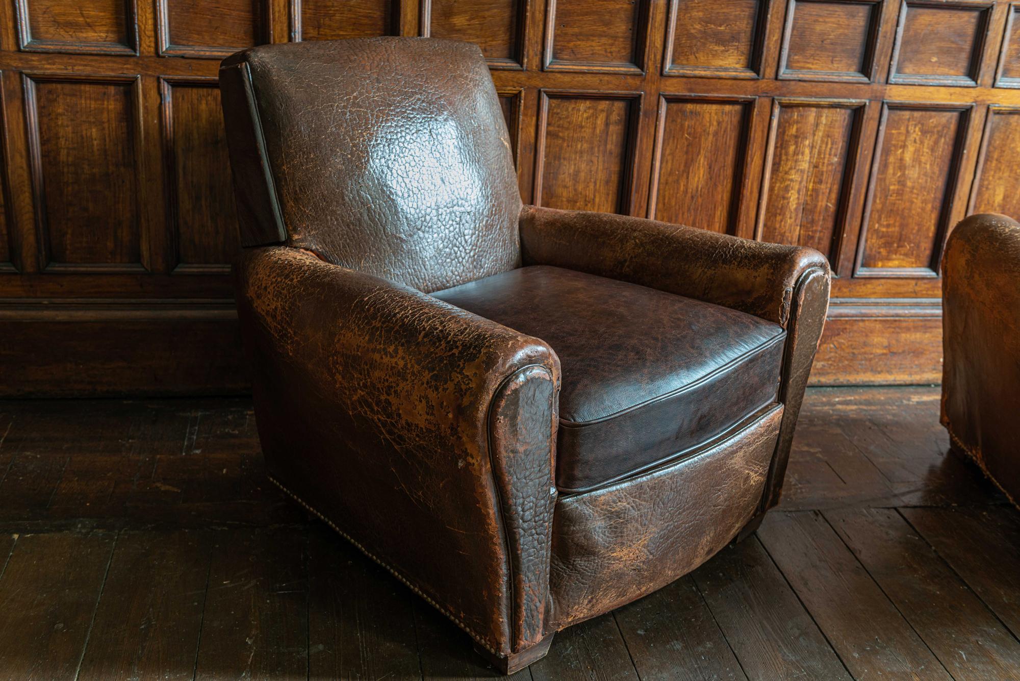 brown leather cigar chair