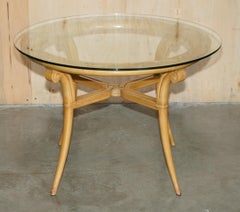 PAIR OF FRENCH CIRCA 1950'S CHERRYWOOD & GLASS RENE PROU ATTRIUBTED SIDE TABLEs