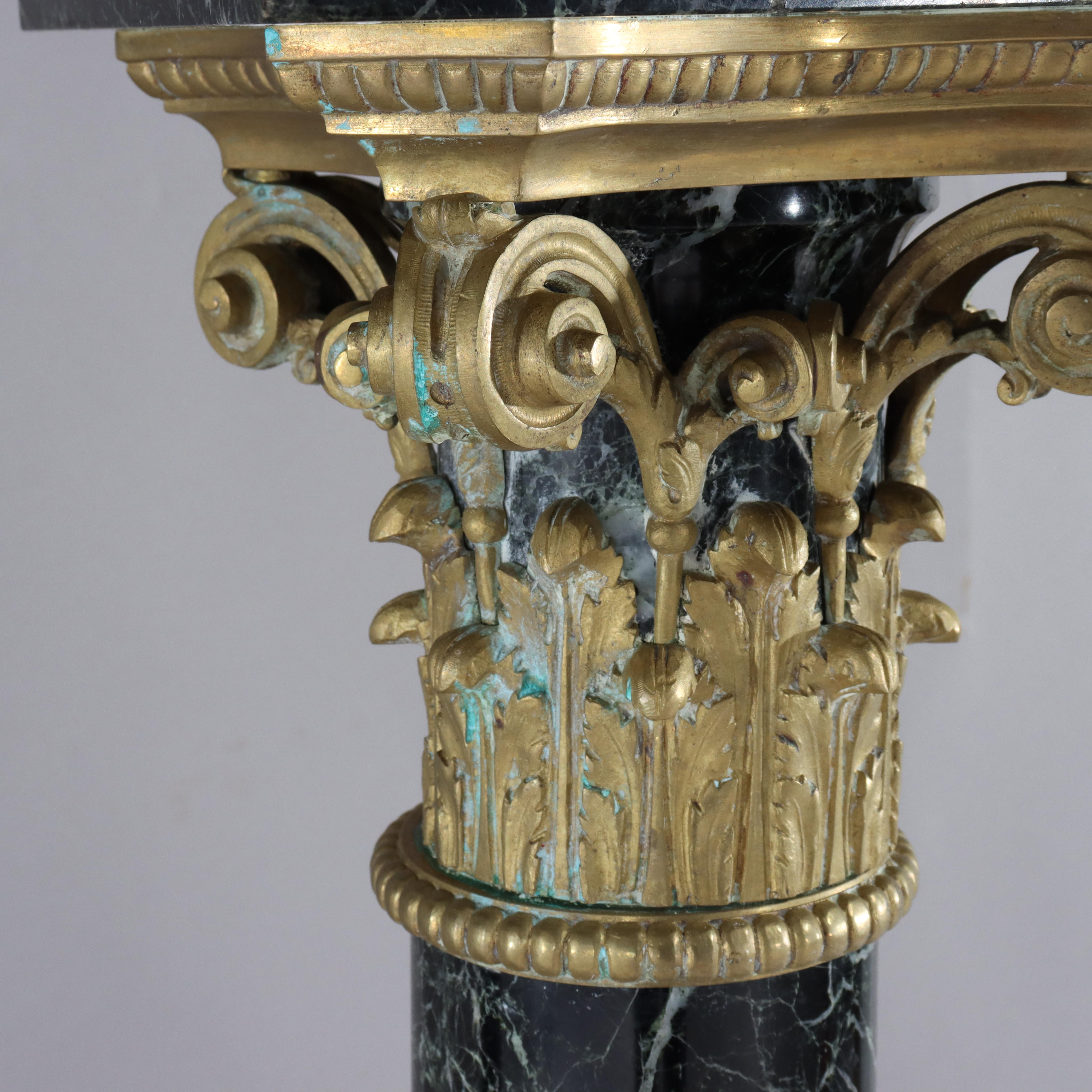 Pair Of French Classical Black Marble Sculpture Pedestals With Ormolu For Sale 6