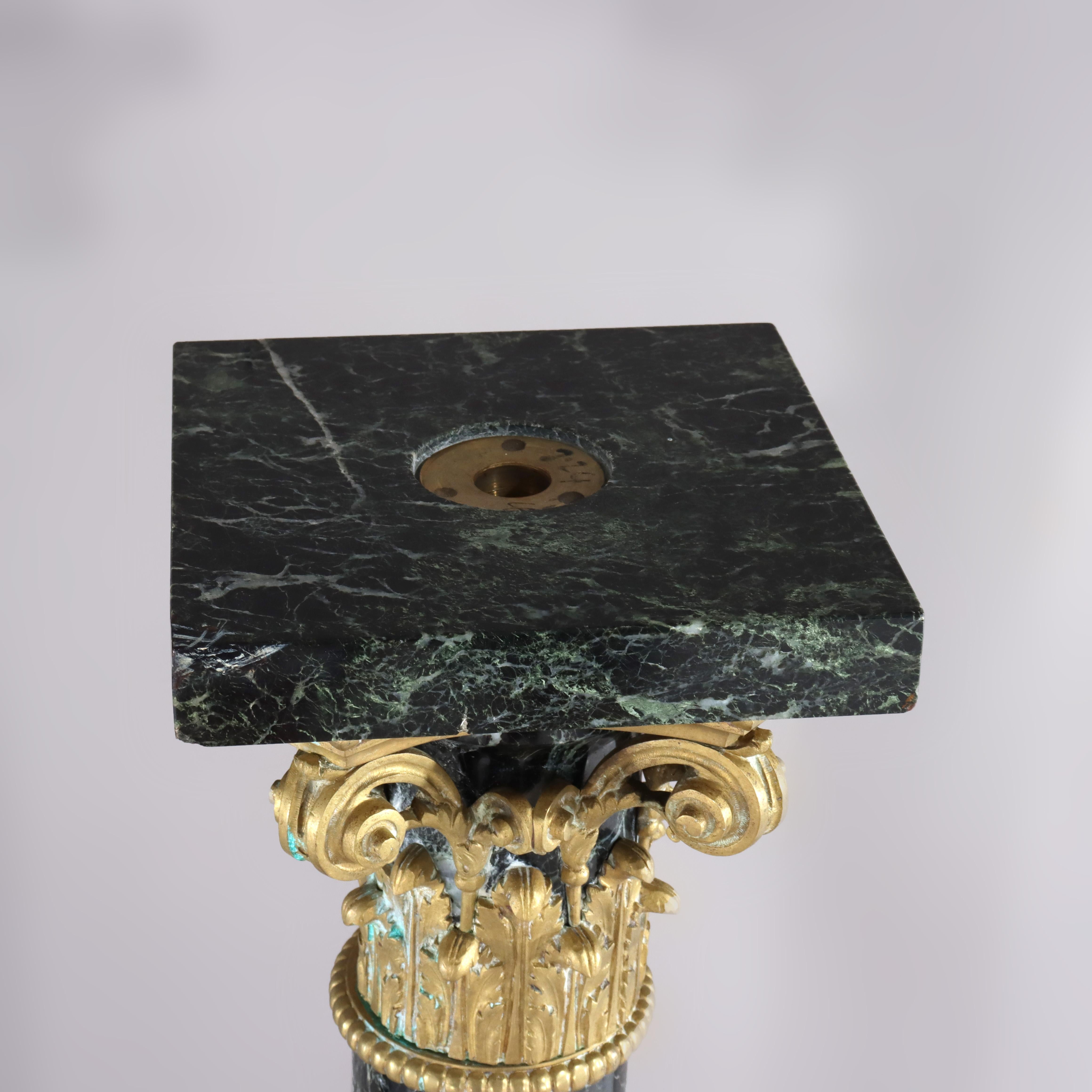 Pair Of French Classical Black Marble Sculpture Pedestals With Ormolu For Sale 7