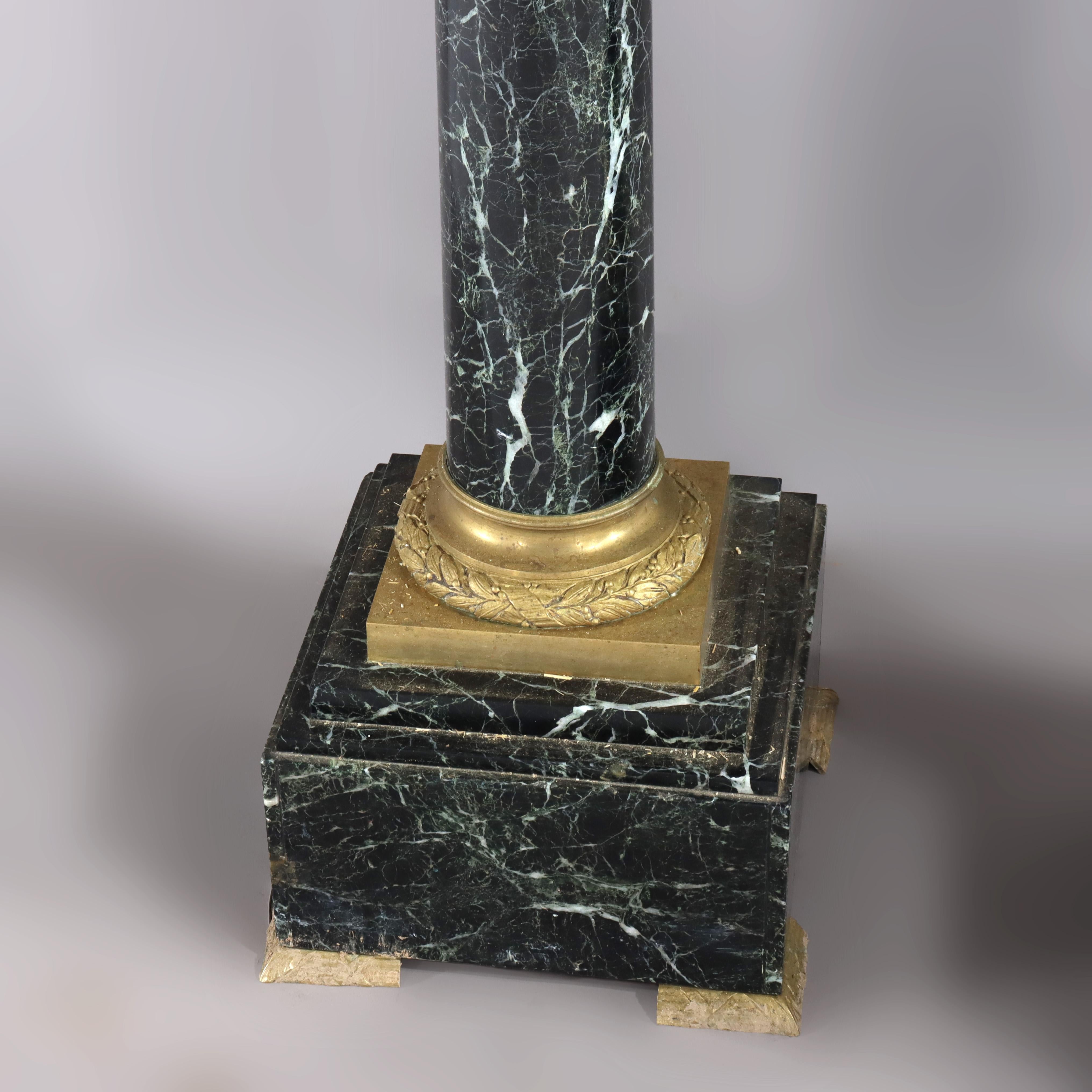 Pair Of French Classical Black Marble Sculpture Pedestals With Ormolu In Good Condition For Sale In Big Flats, NY