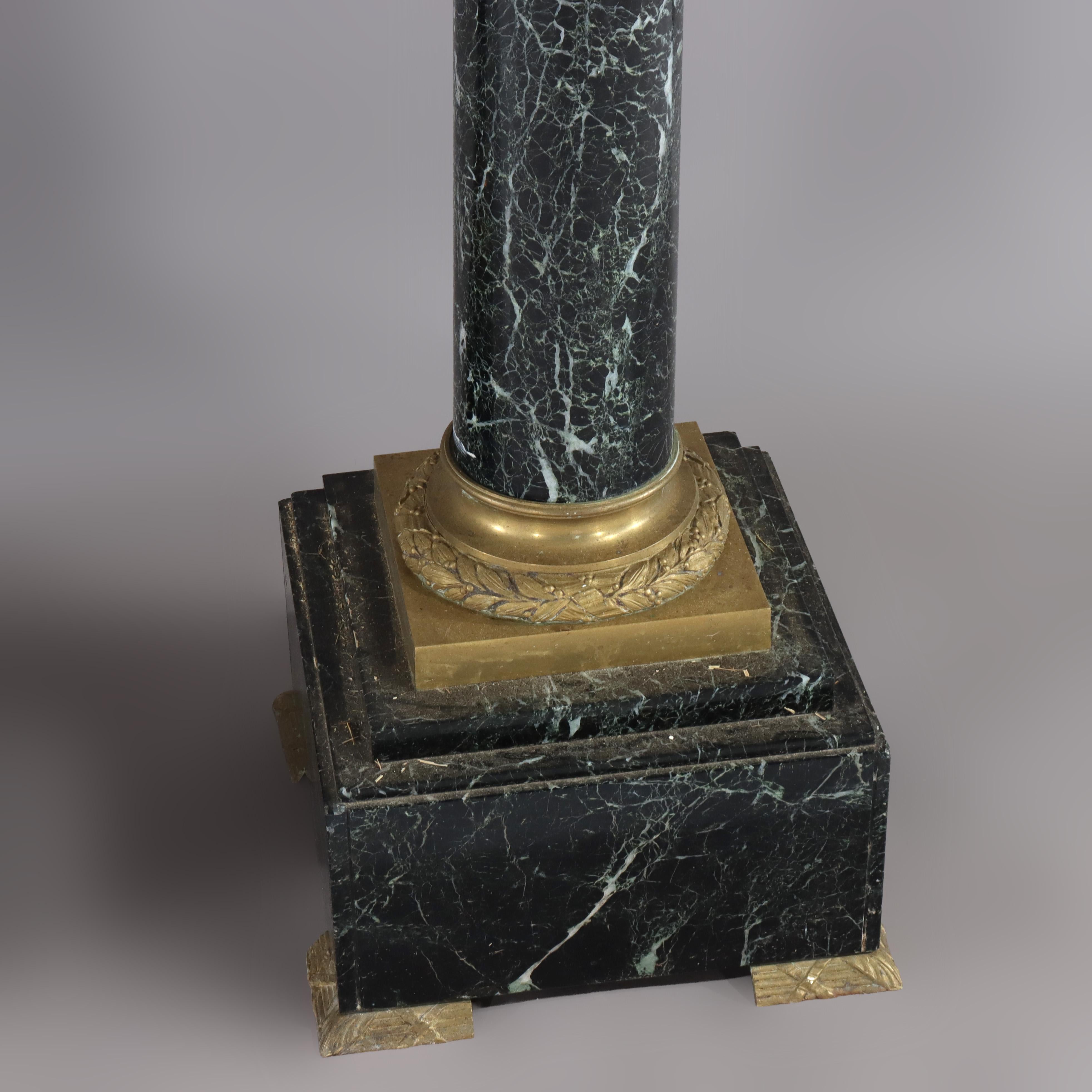 20th Century Pair Of French Classical Black Marble Sculpture Pedestals With Ormolu For Sale